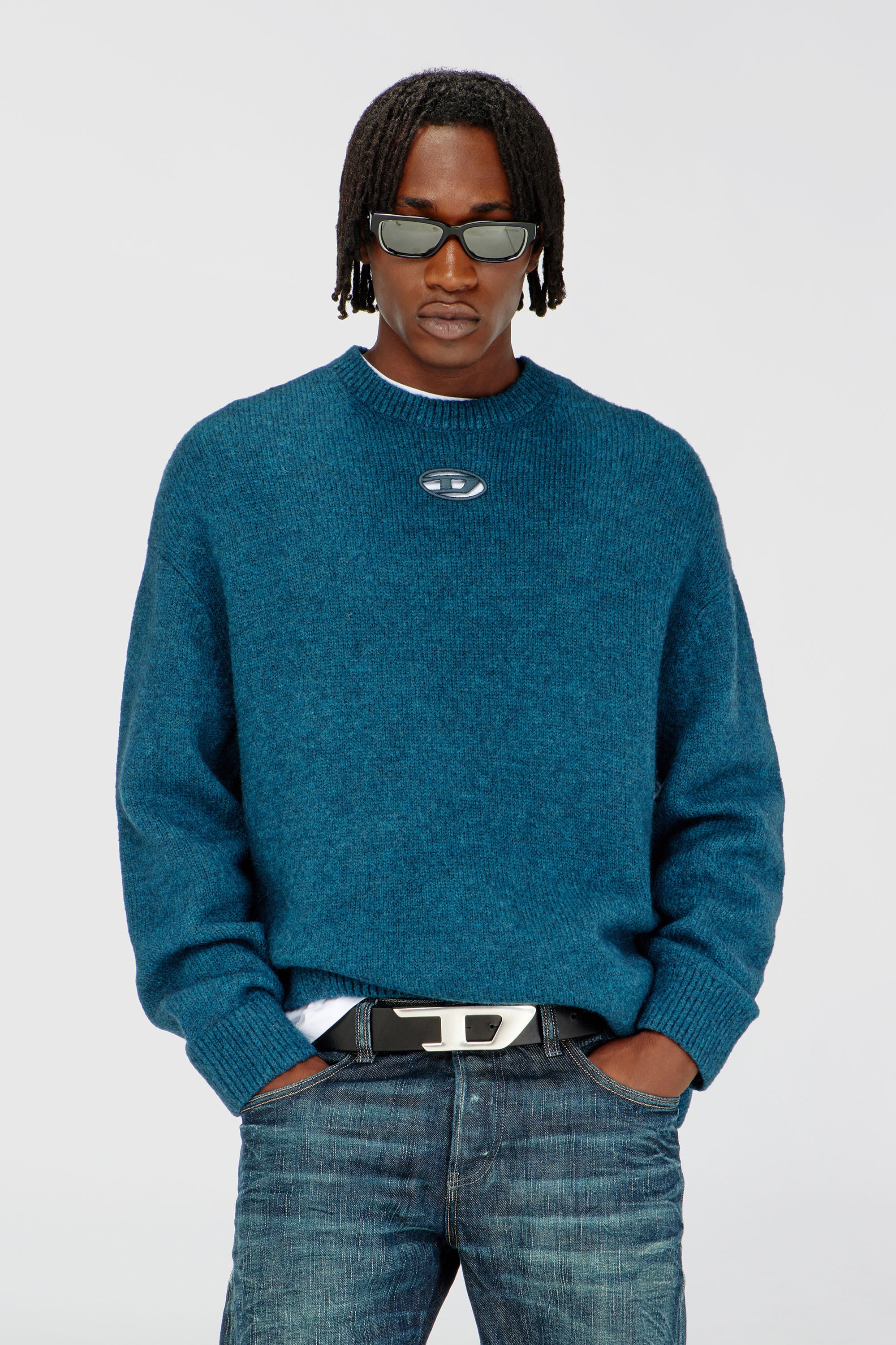 Diesel - K-AREESO, Jersey de mezcla de lana y alpaca Hombre in Verde - 1