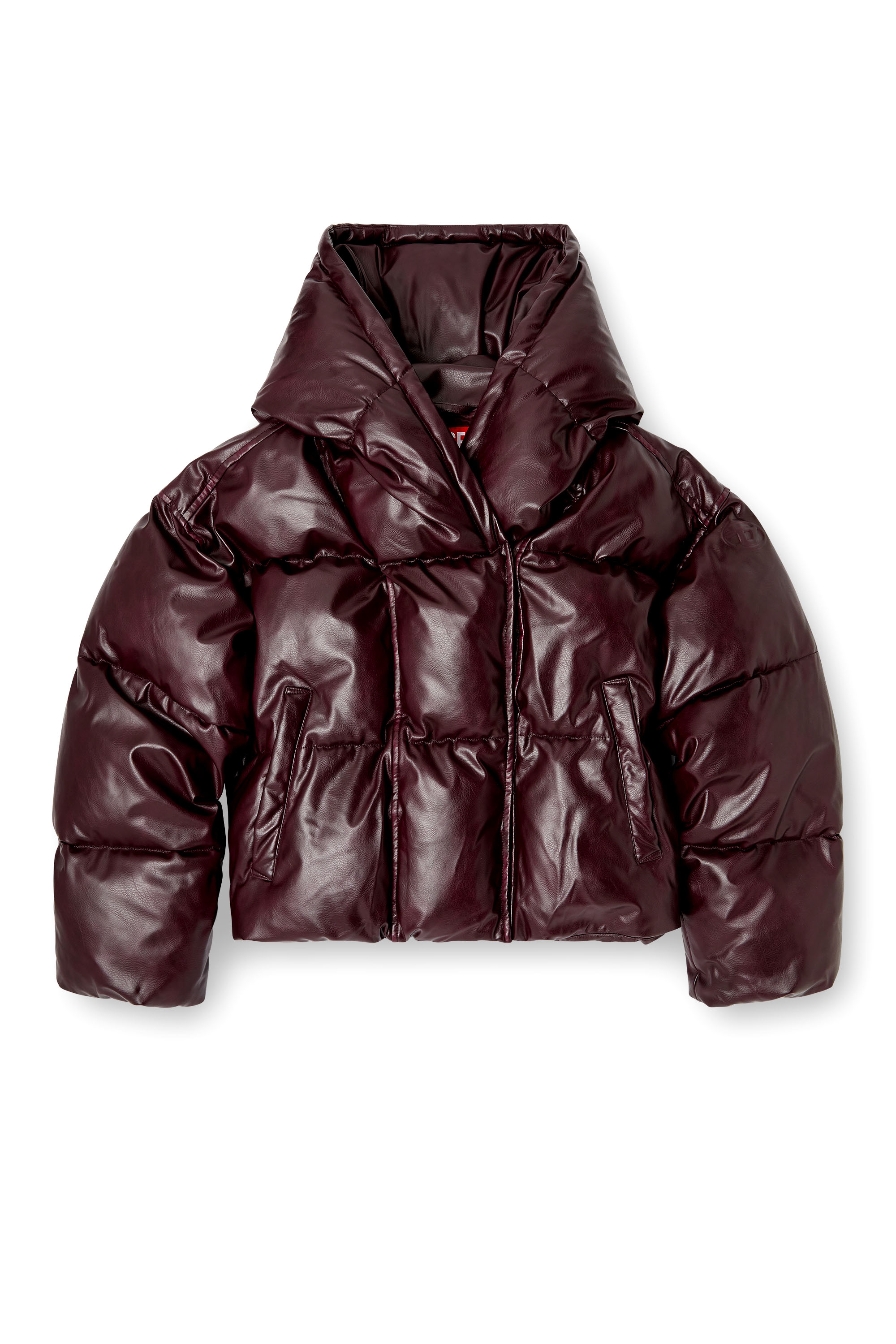 Diesel - FR-W-ILLEY, Chaqueta acolchada con capucha burgundy en tejido recubierto Mujer in Rojo - 3
