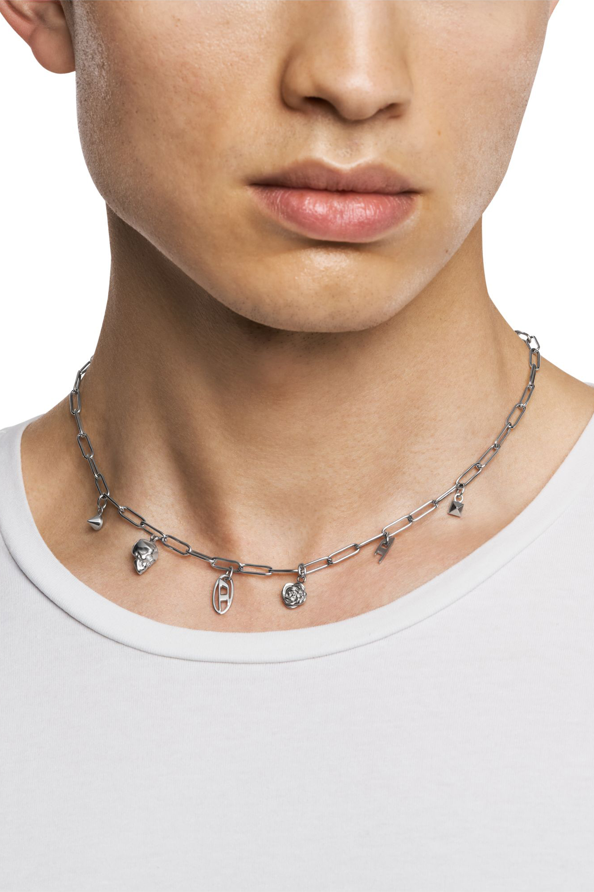 Diesel - DX1605040, Collar con dijes de acero inoxidable Unisex in Plateado - 4