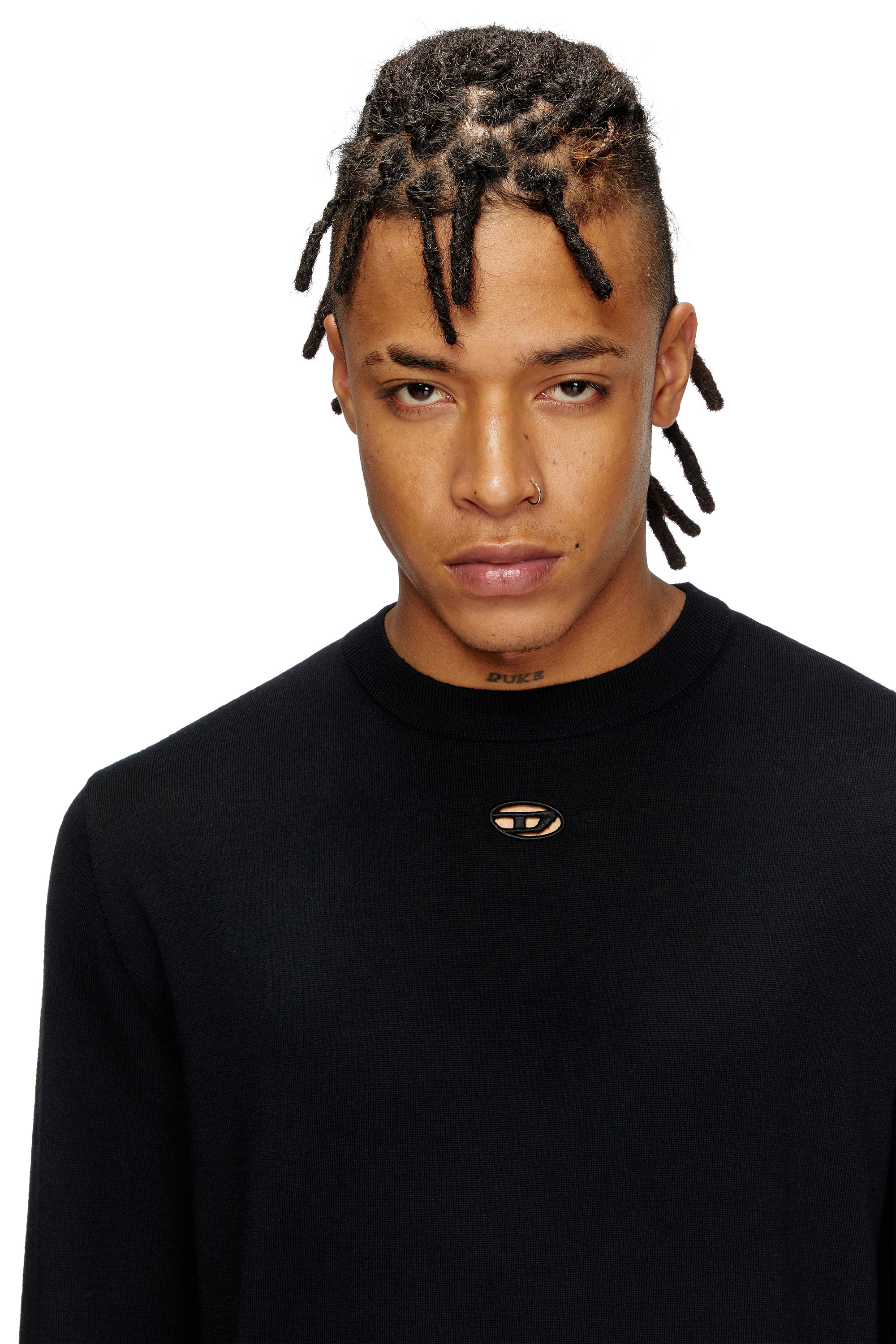 Diesel - K-VALIAM, Jersey de lana con logotipo recortado Hombre in Negro - 5