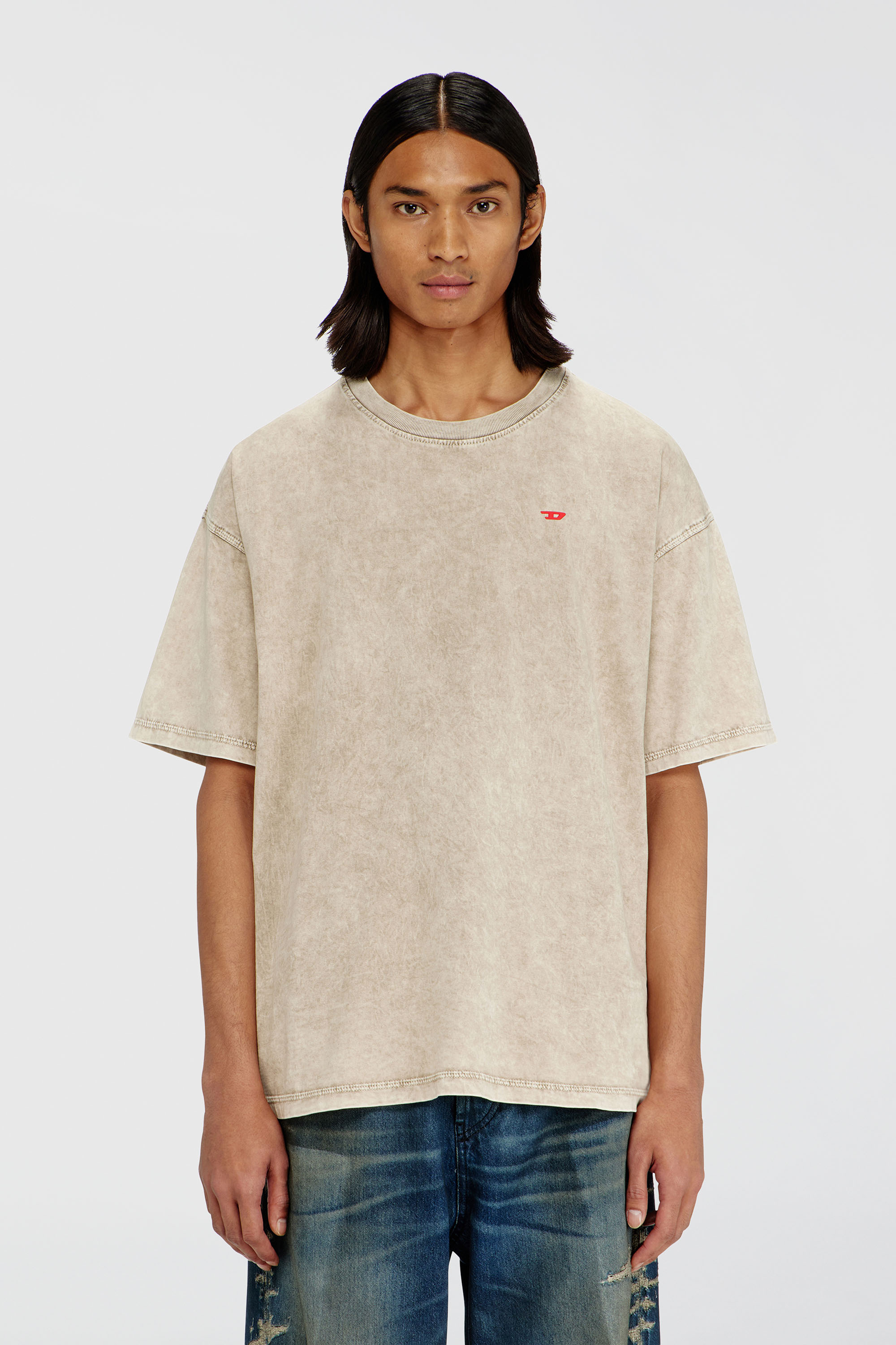 Diesel - T-BOXT-AA14, Camiseta de algod&oacute;n con efecto tratado Hombre in Beige - 1