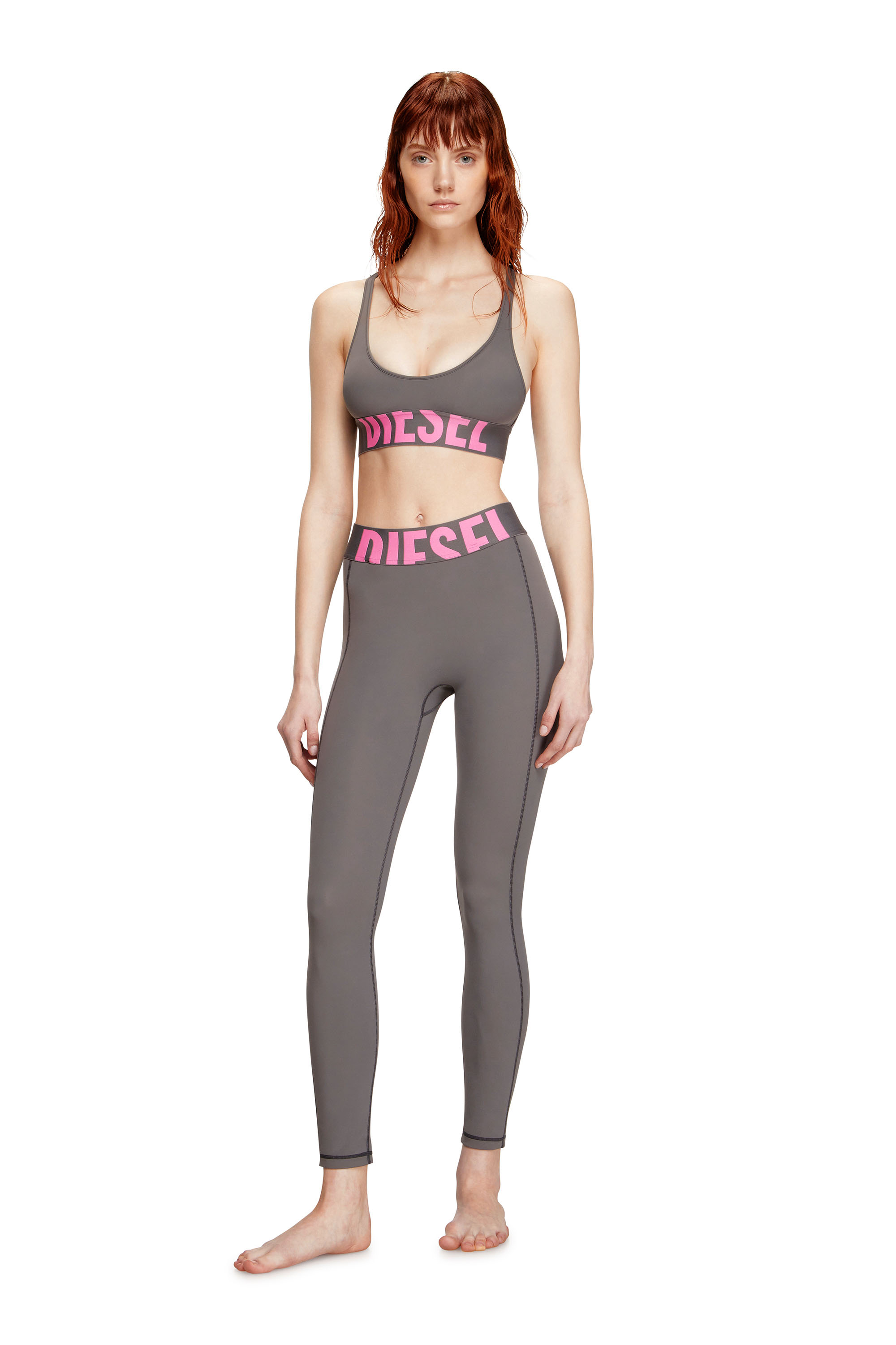 Diesel - ALLISON-D-POP, Sujetador deportivo de microfibra con logotipo recortado Mujer in Gris - 2