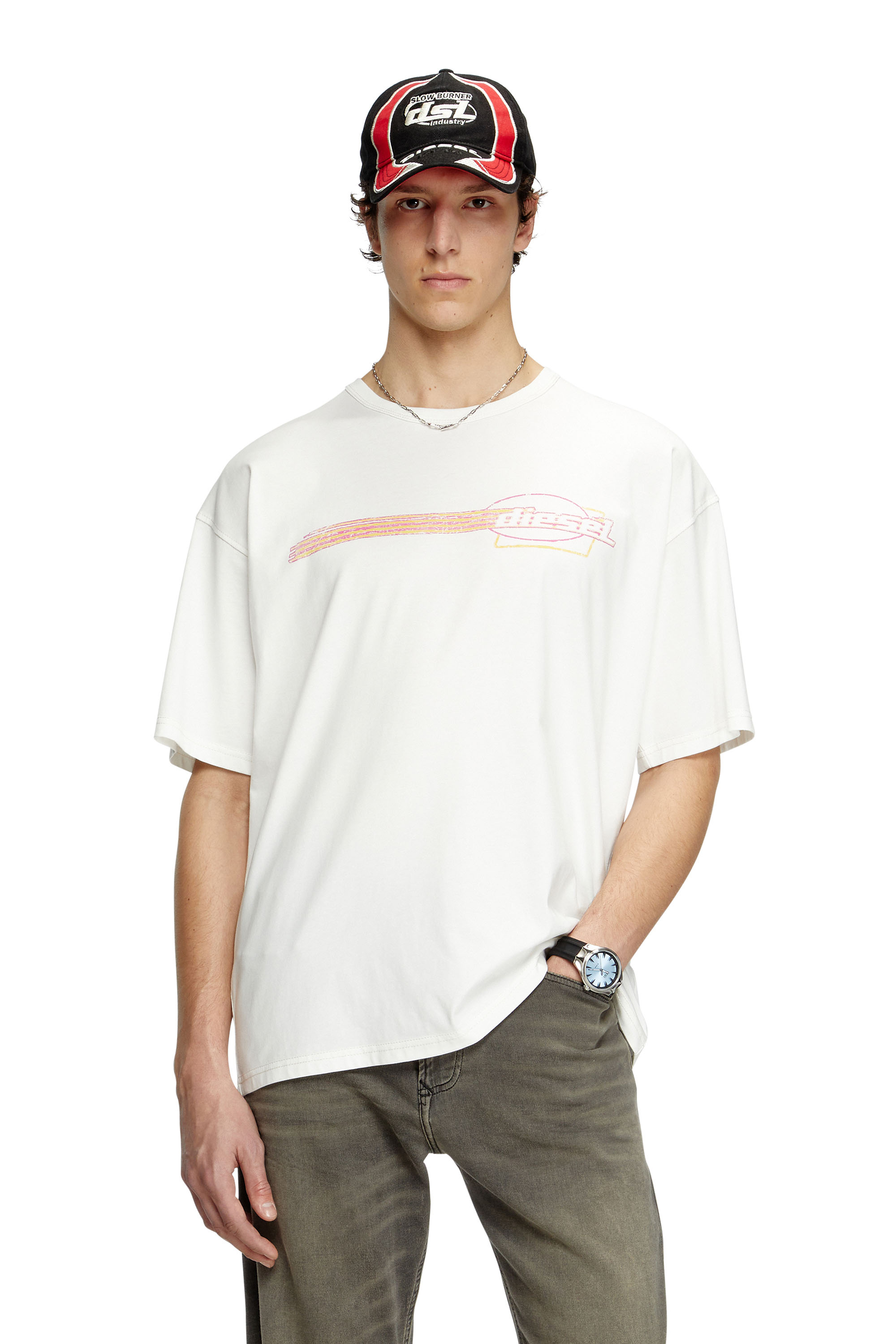 Diesel - T-BOXT-R16, Camiseta con gráficos de logotipo en relieve Hombre in Blanco - 1