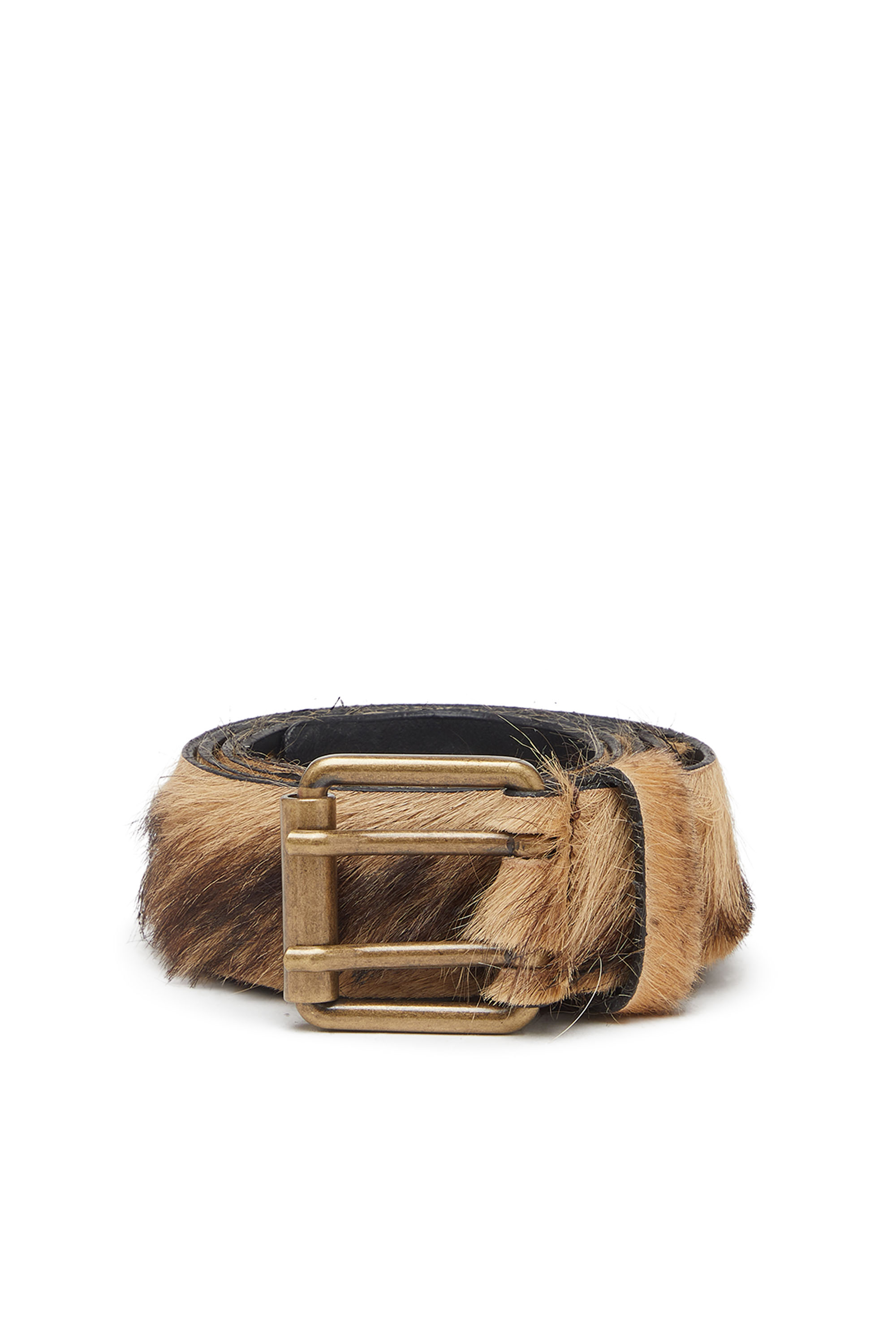 Diesel - B-FLAG-D, Cinturón de 4 cm en piel de pelo largo Unisex in Marrón - 1