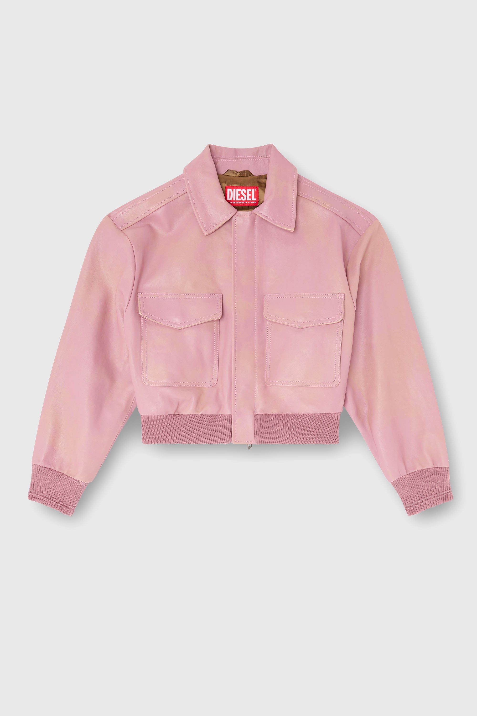Diesel - L-AVIA, Chaqueta aviador de cuero tratado Mujer in Rosa - 2