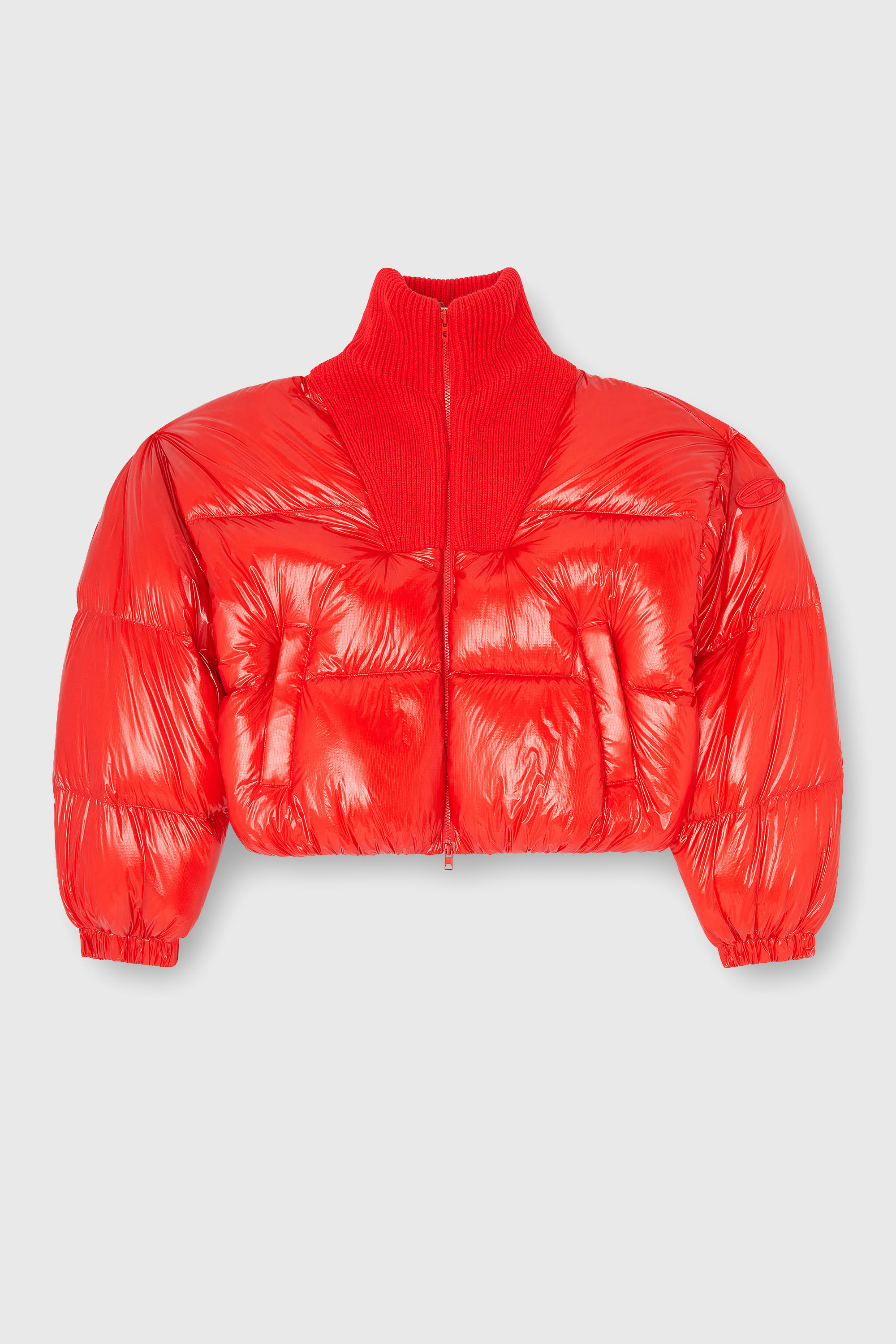 Diesel - W-ARRIOR, Chaqueta acolchada down en ripstop con cuello de punto Mujer in Rojo - 2