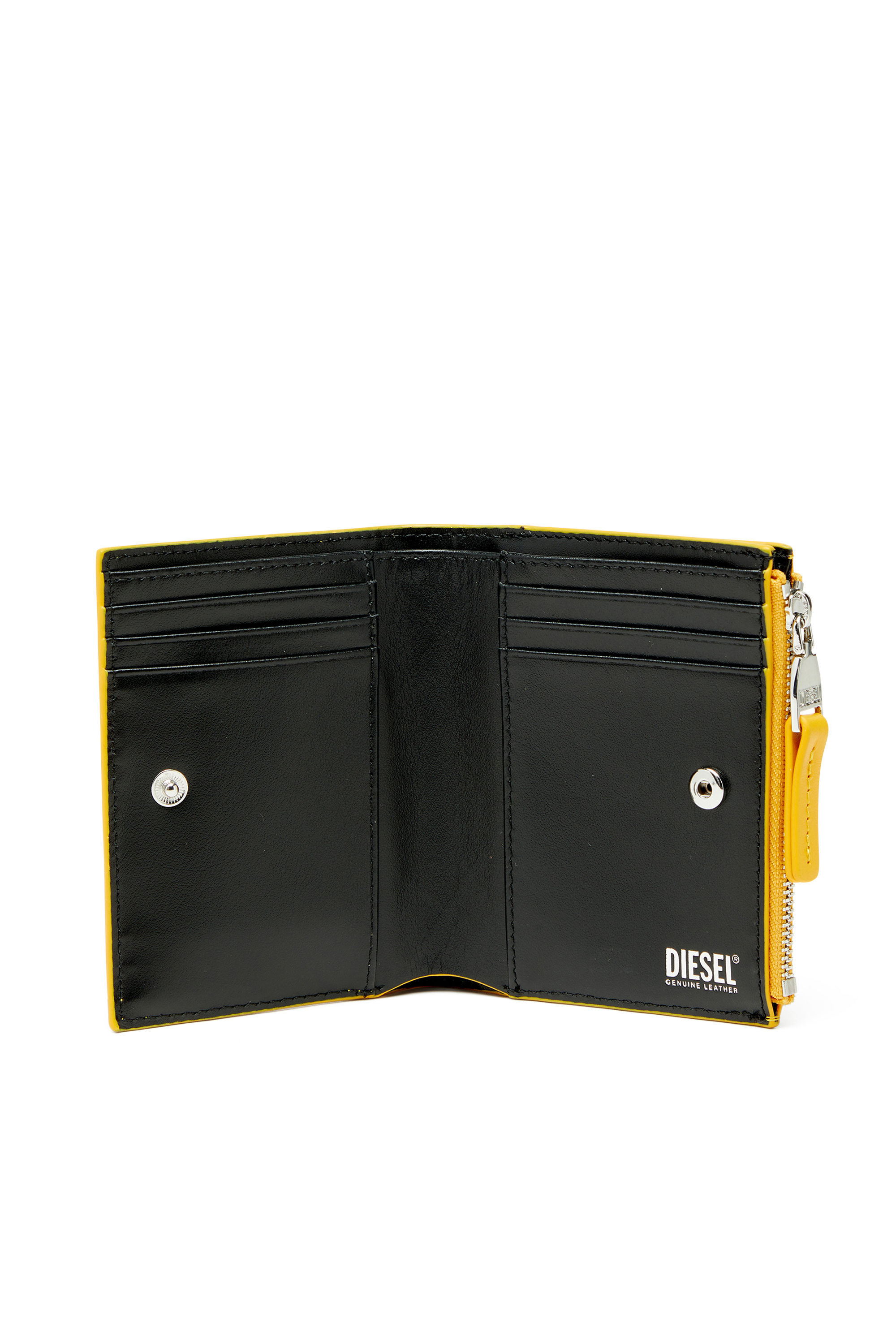 Diesel - 1DR BI-FOLD ZIP II, Peque&ntilde;a cartera de cuero que se pliega por la mitad Mujer in Amarillo - 3