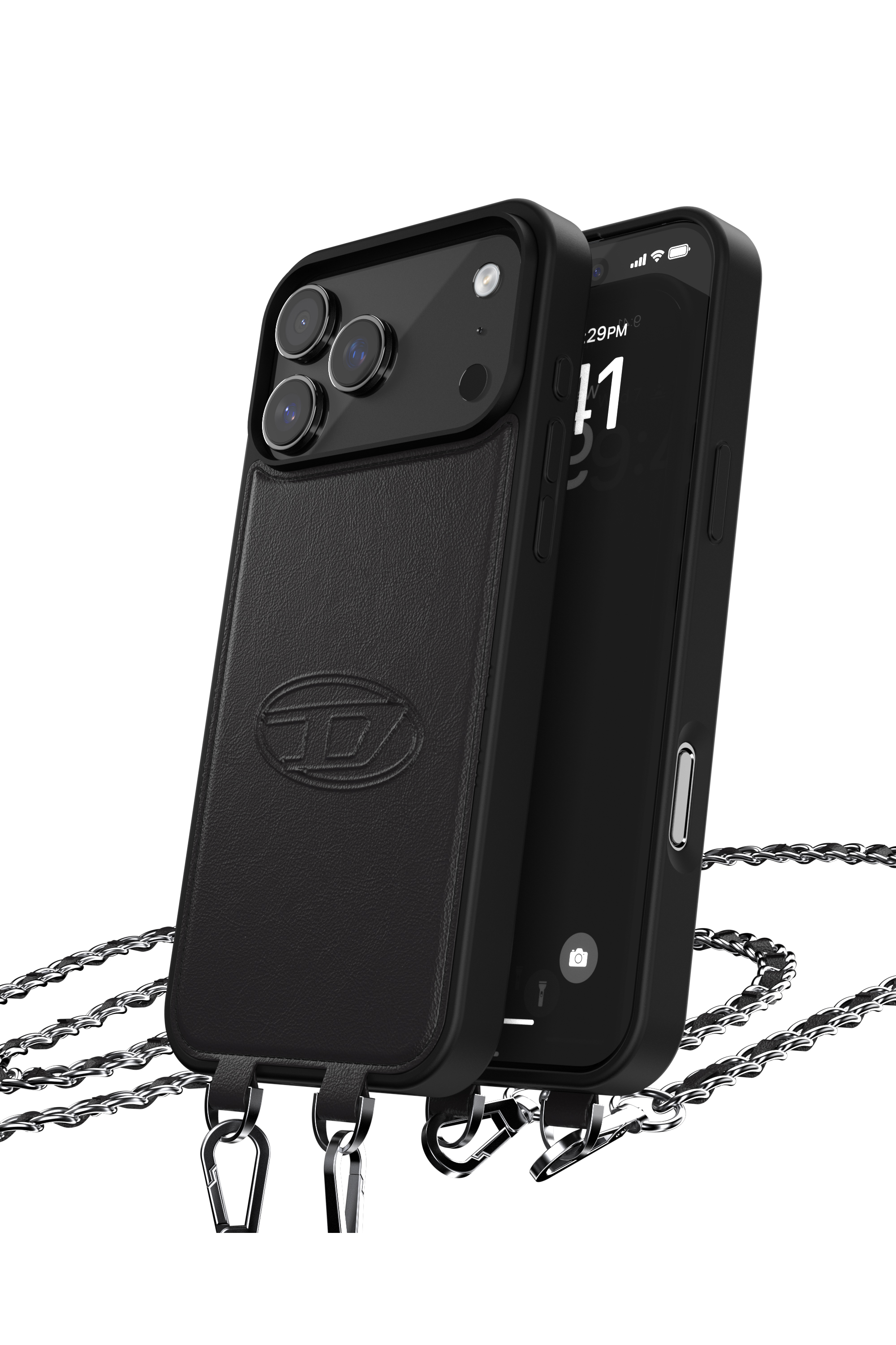 Diesel - 60663 MOULDED CASE, Funda Oval D con correa de mu&ntilde;eca y MagSafe para iPhone 17 Pro Max Unisex in Negro - 3