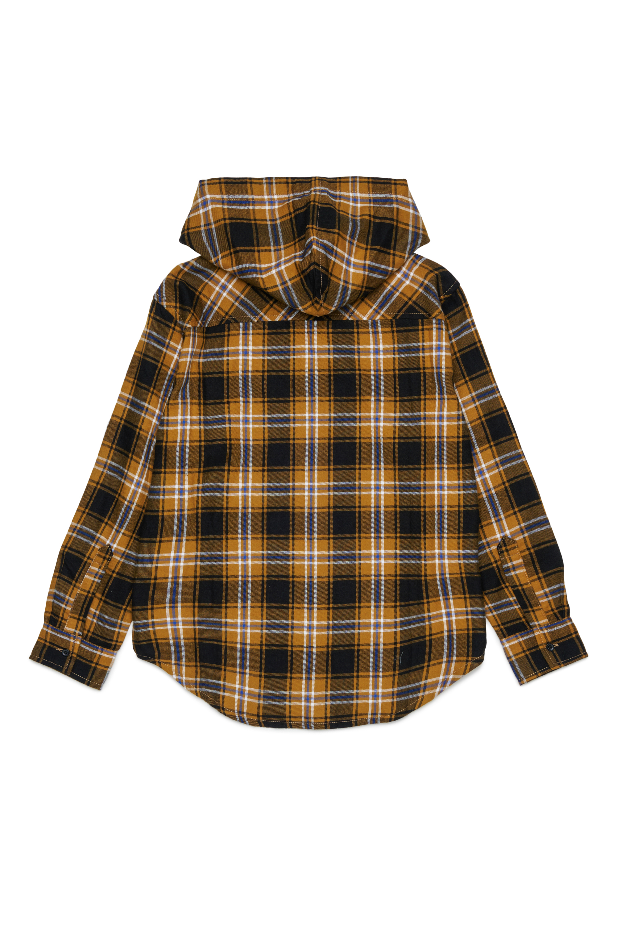 Diesel - CHECK OVER, Camisa de cuadros con capucha y Logo Oval D bordado Hombre in Marr&oacute;n - 2