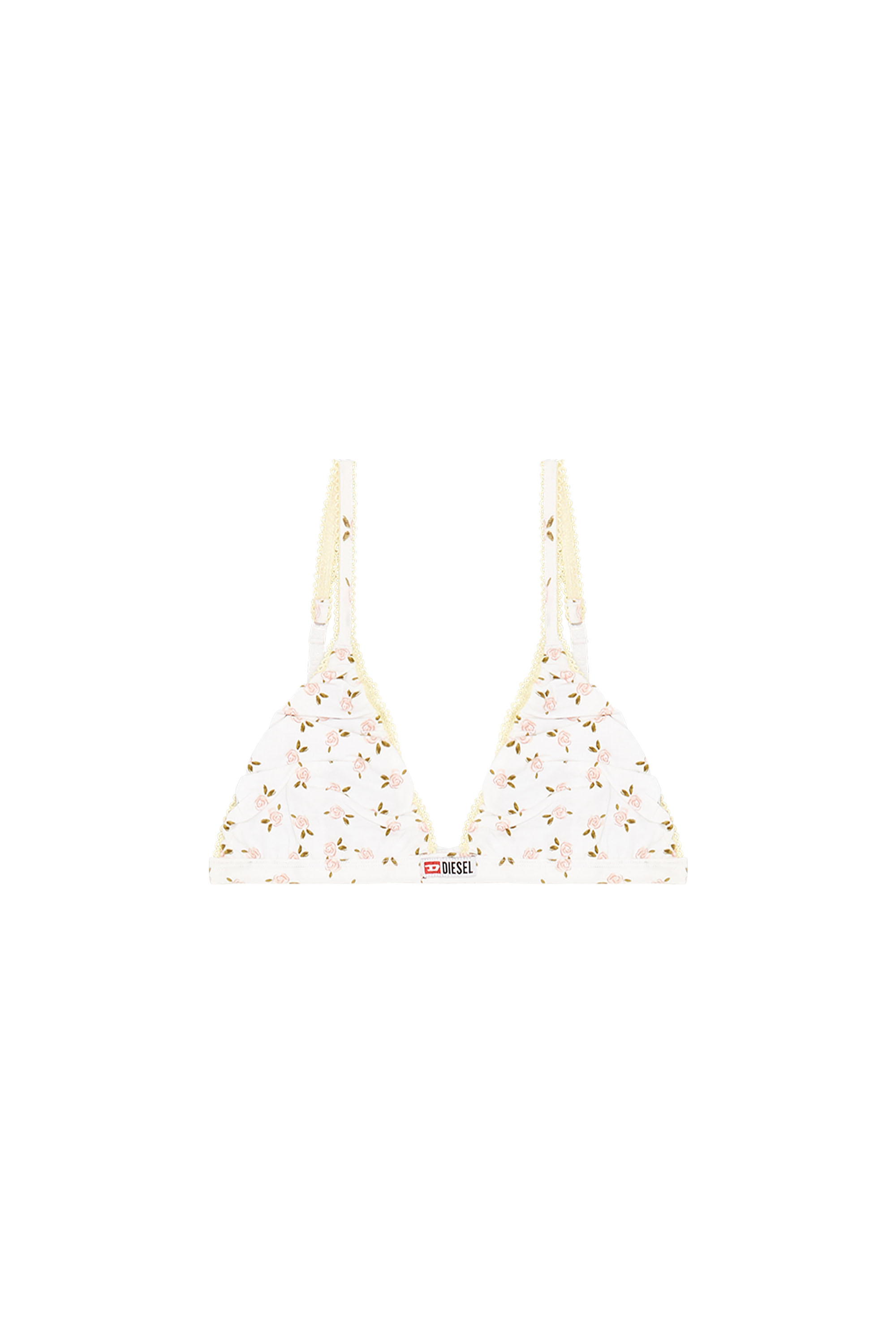Diesel - JANA-D-CORE, Sujetador triangular de algod&oacute;n con estampado floral all-over Mujer in Blanco - 2