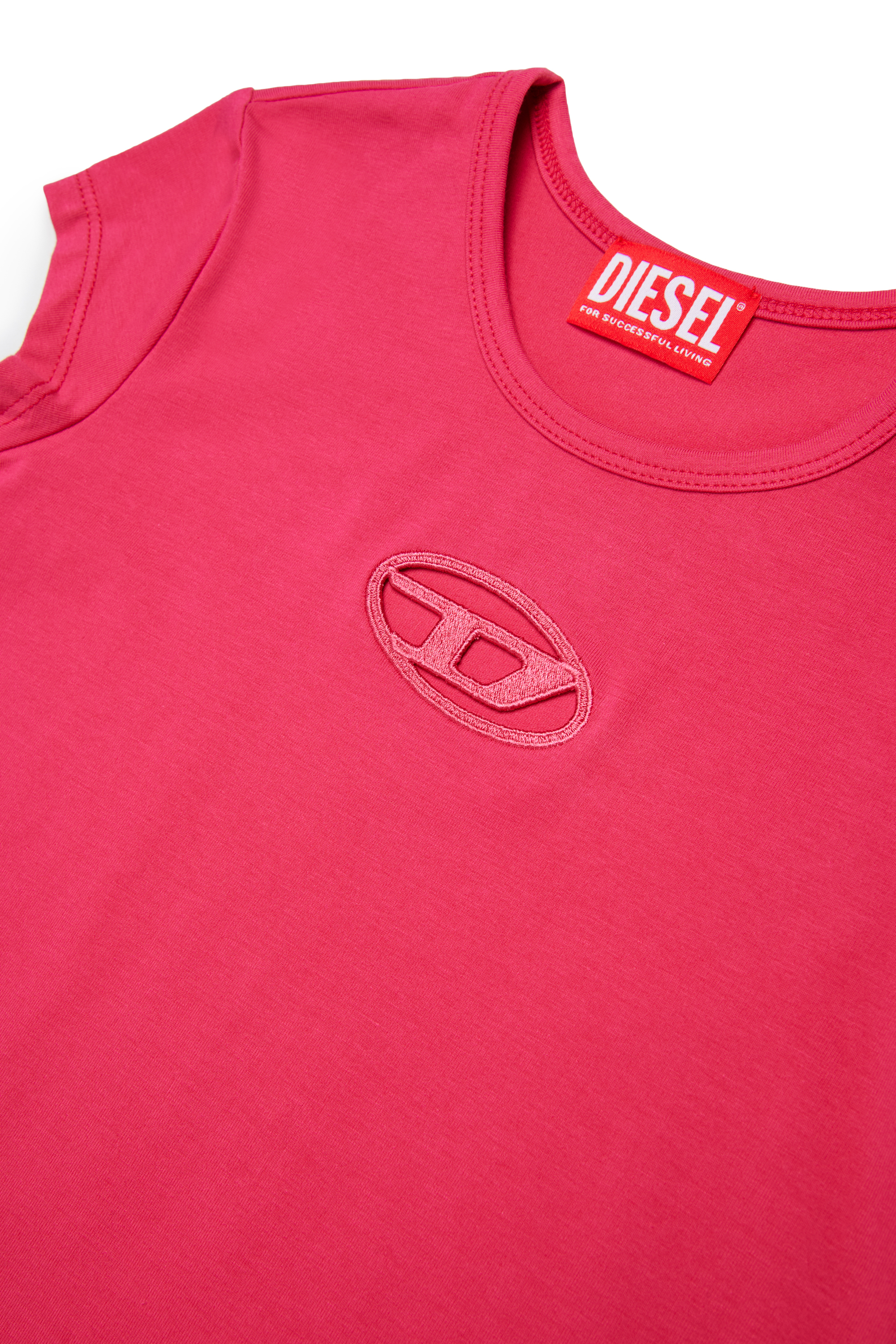 Diesel - DANGIELAM, Vestido camiseta con logotipo Oval D recortado Mujer in Rosa - 4