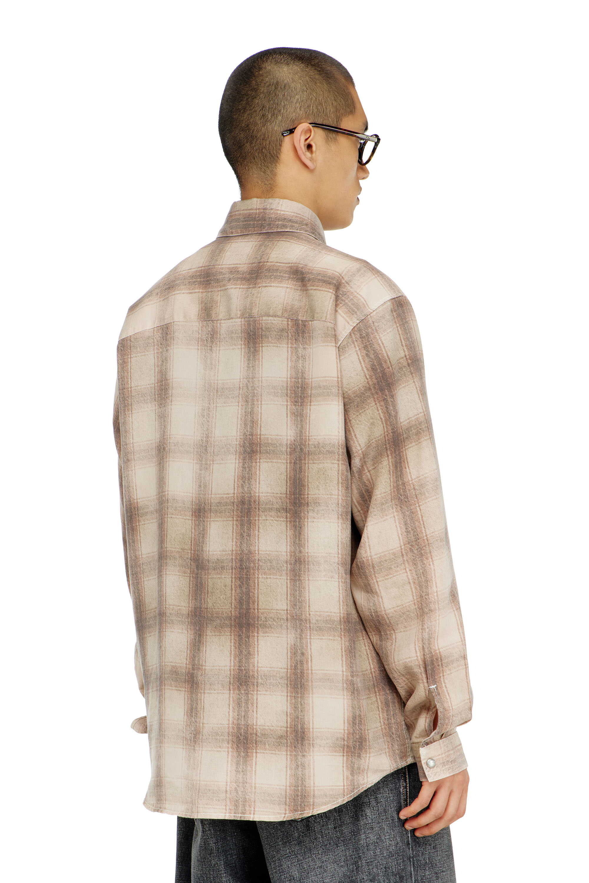 Diesel - S-SIMPLY-JMCM, Camisa de cuadros en tejido fluido Hombre in Marr&oacute;n - 4