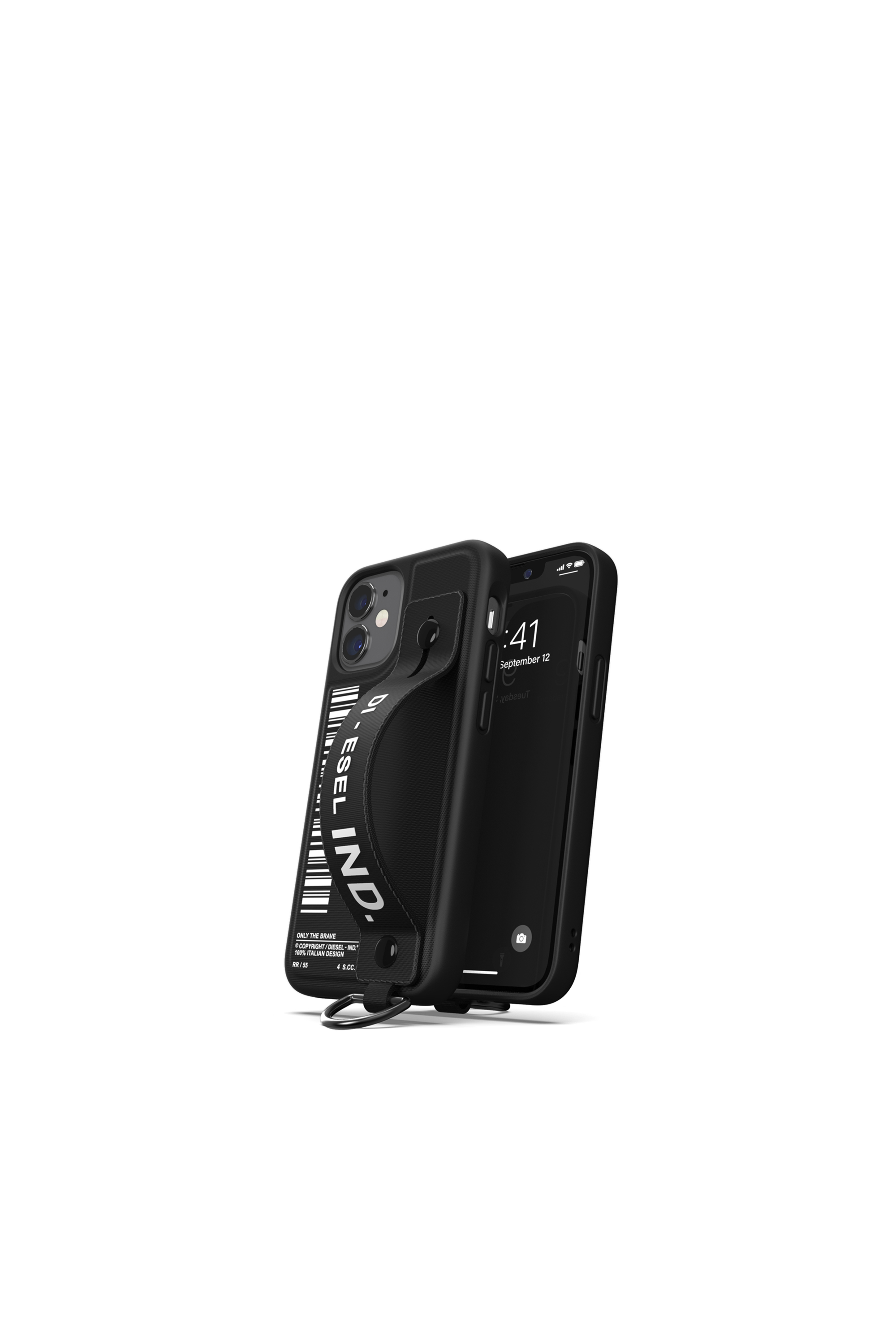 Diesel - 42524 STANDARD CASE, Funda con correa de mano por iPhone 12 Mini Unisex in Negro - 3