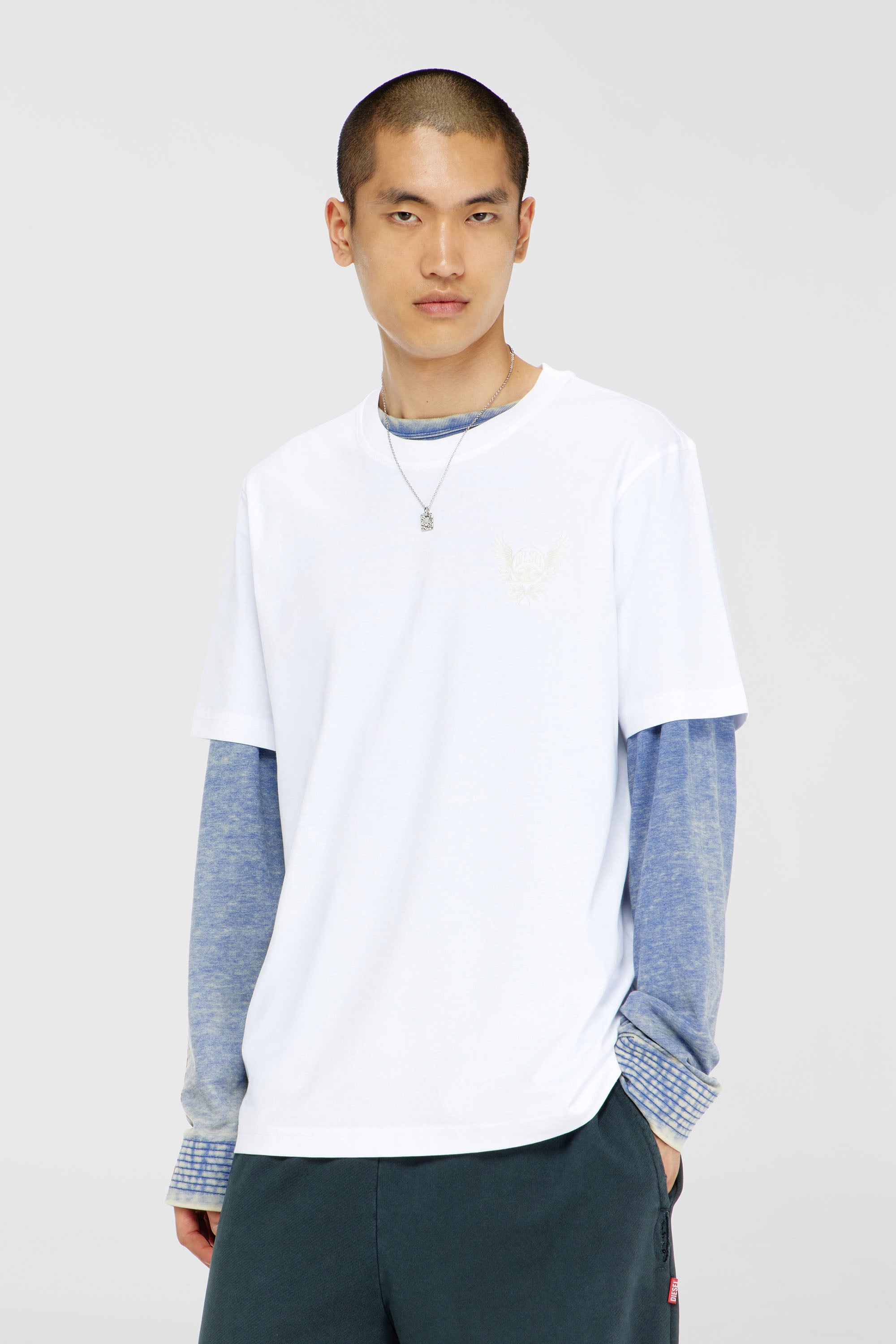 Diesel - T-ADJUST-AA8, Camiseta de algod&oacute;n con motivo de logo en el pecho Hombre in Blanco - 1