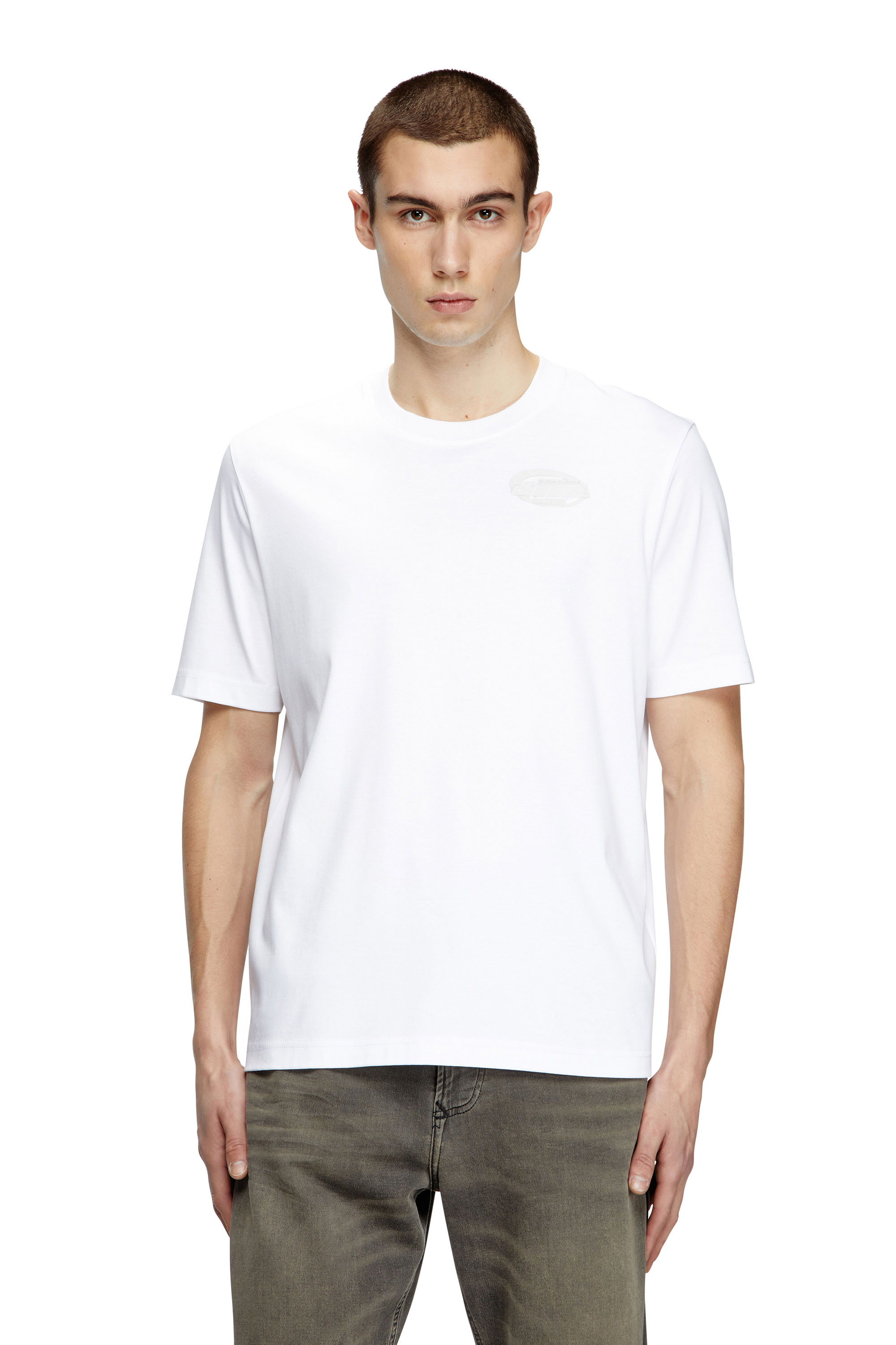 Diesel - T-MADJUST-R2, Camiseta de algodón mercerizado con logotipo a tono Hombre in Blanco - 1