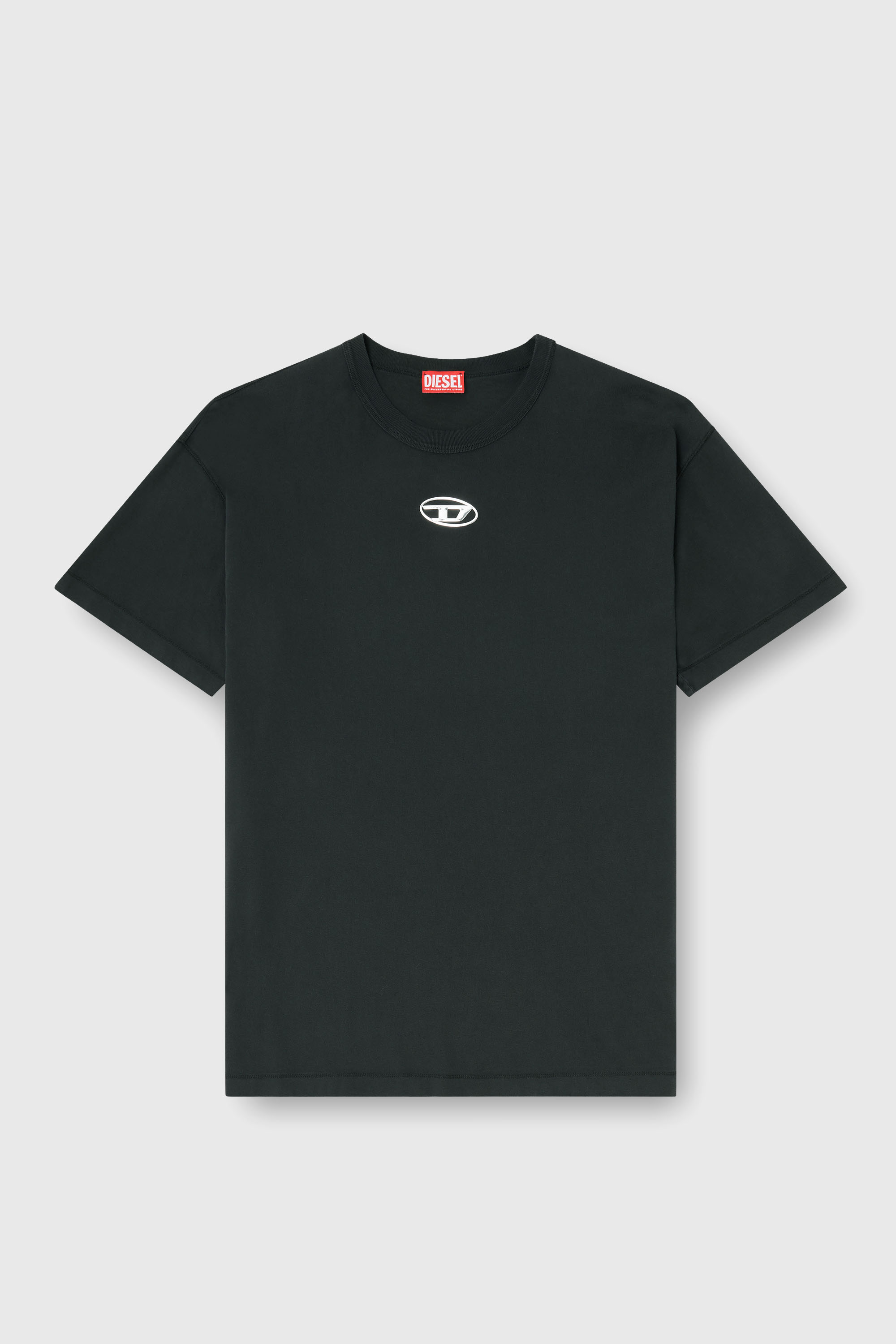 Diesel - T-NORM-IOD, Camiseta ligera de algod&oacute;n con logotipo Oval D met&aacute;lico Hombre in Negro - 2