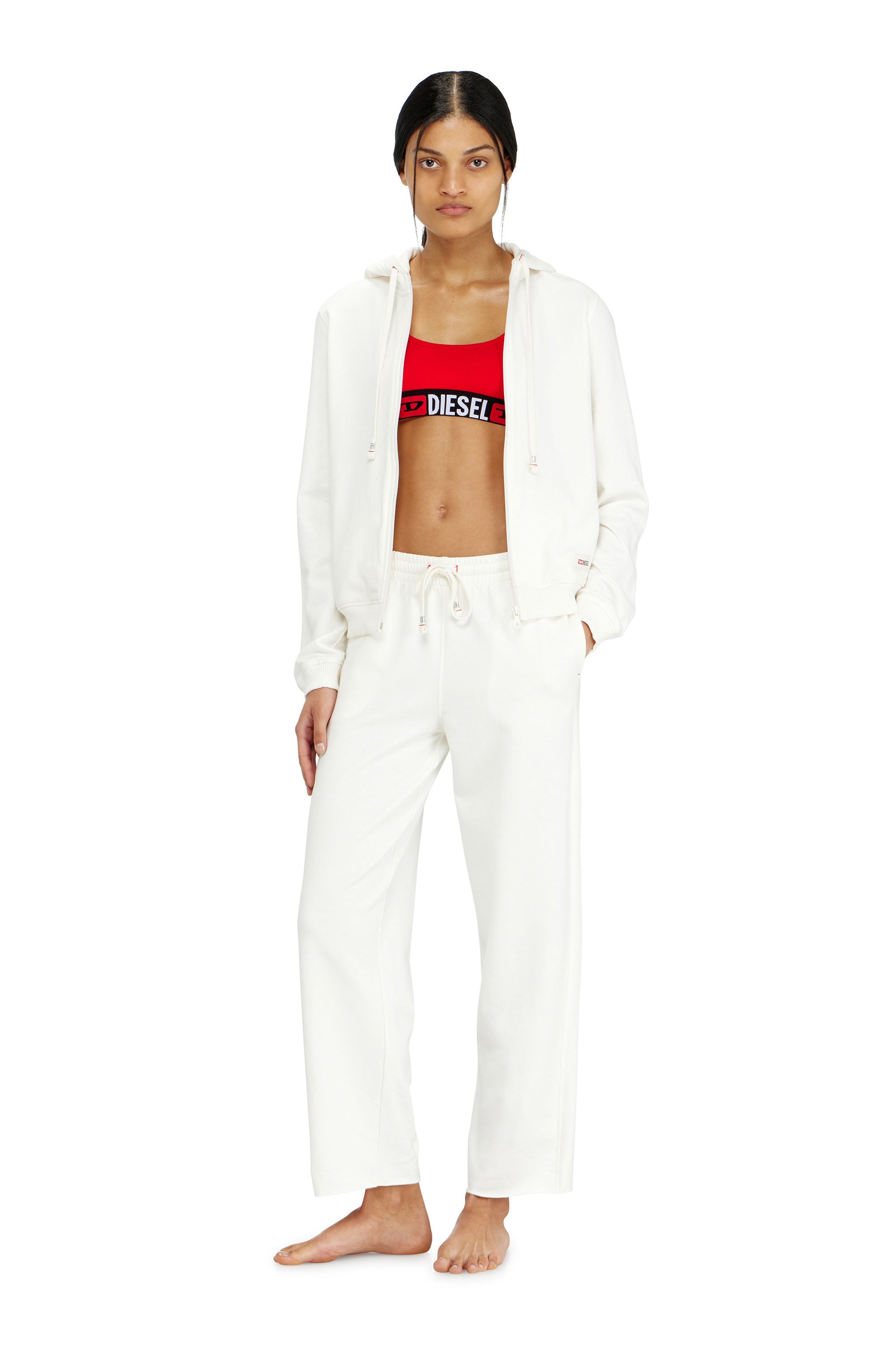 Diesel - HARRIET-D-CORE, Sudadera con capucha en mezcla de algod&oacute;n afelpado Mujer in Blanco - 2