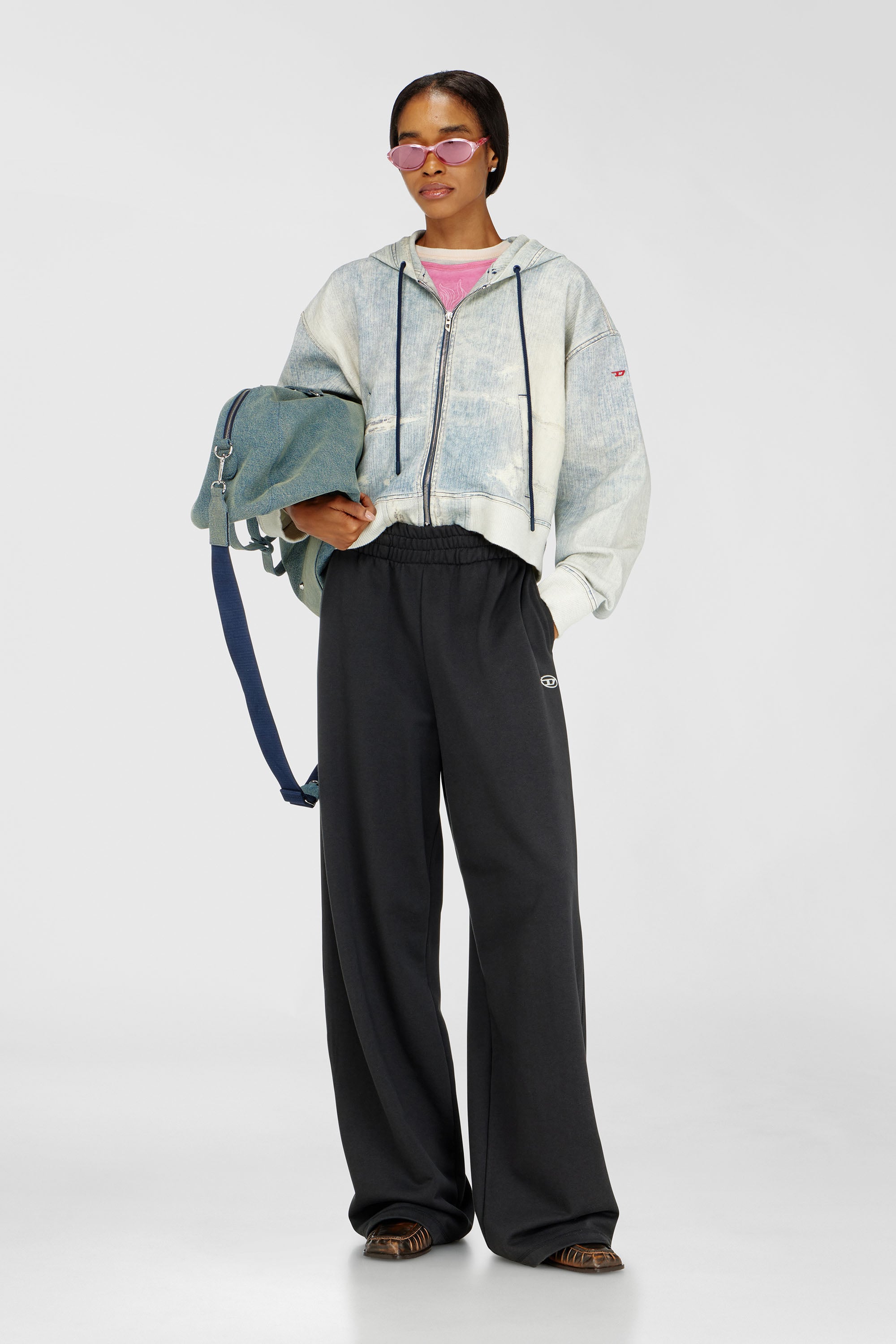 Diesel - P-ZENIA-OD, Pantalones holgados con cintura el&aacute;stica Mujer in Negro - 1