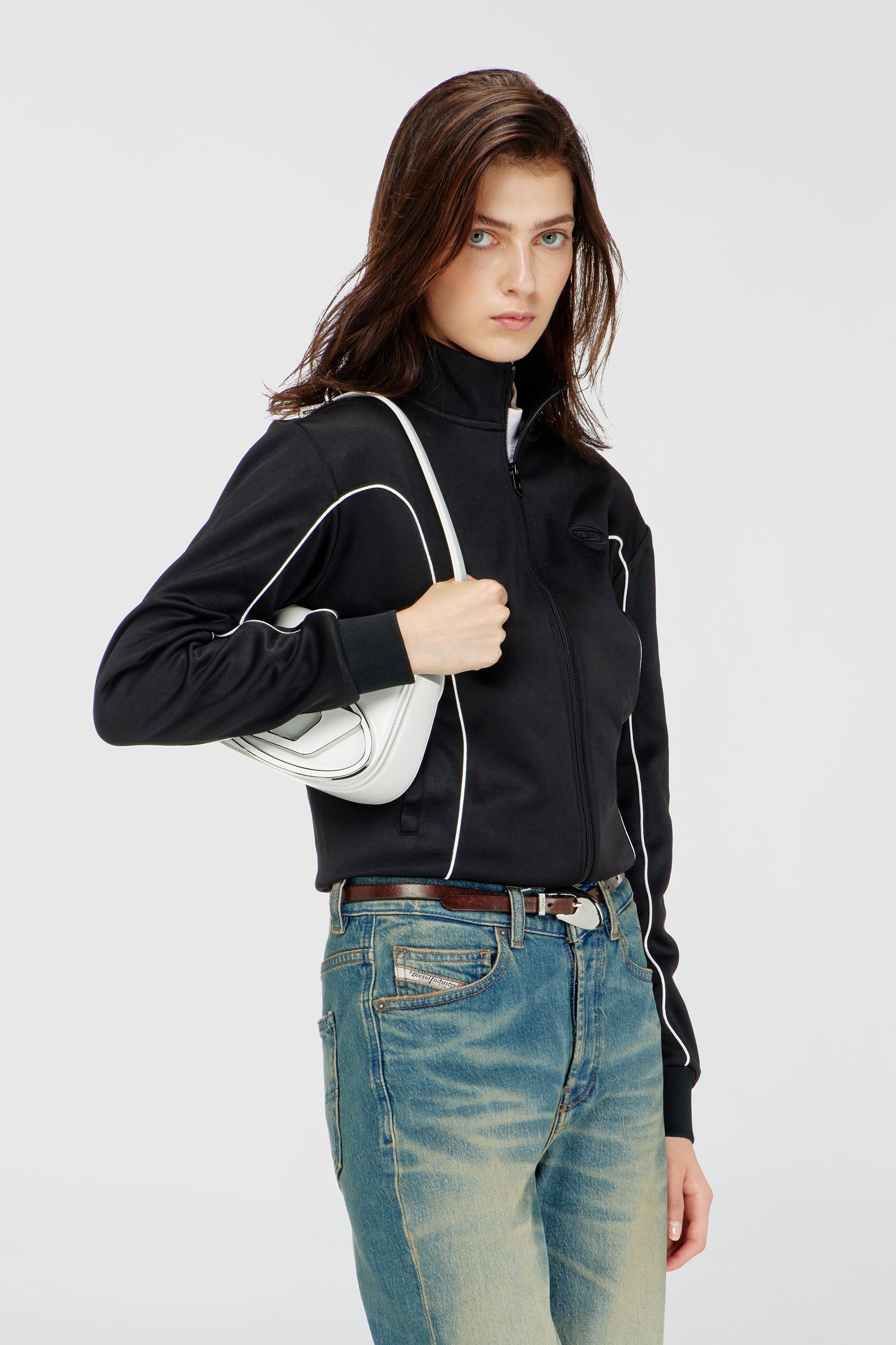 Diesel - F-LOCKING-OD, Chaqueta tipo sudadera con ribete en contraste Mujer in Multicolor - 1