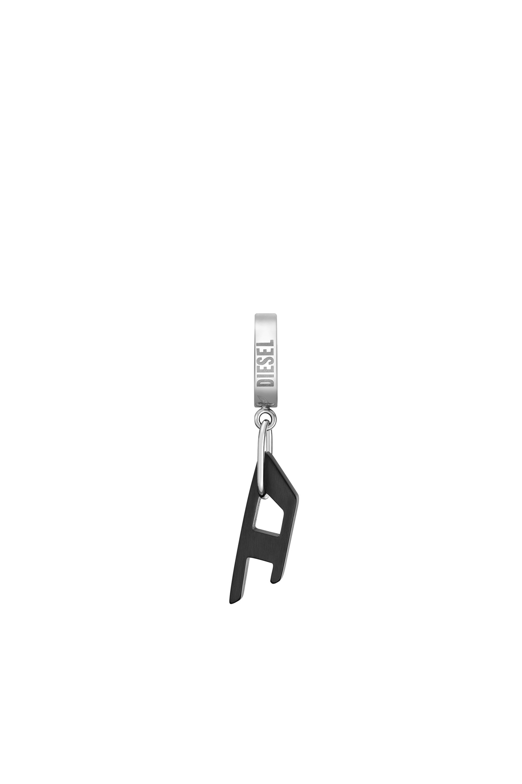 Diesel - DX1418, Unisex Two-tone Stainless Steel single hoop earring in Black - Image 2