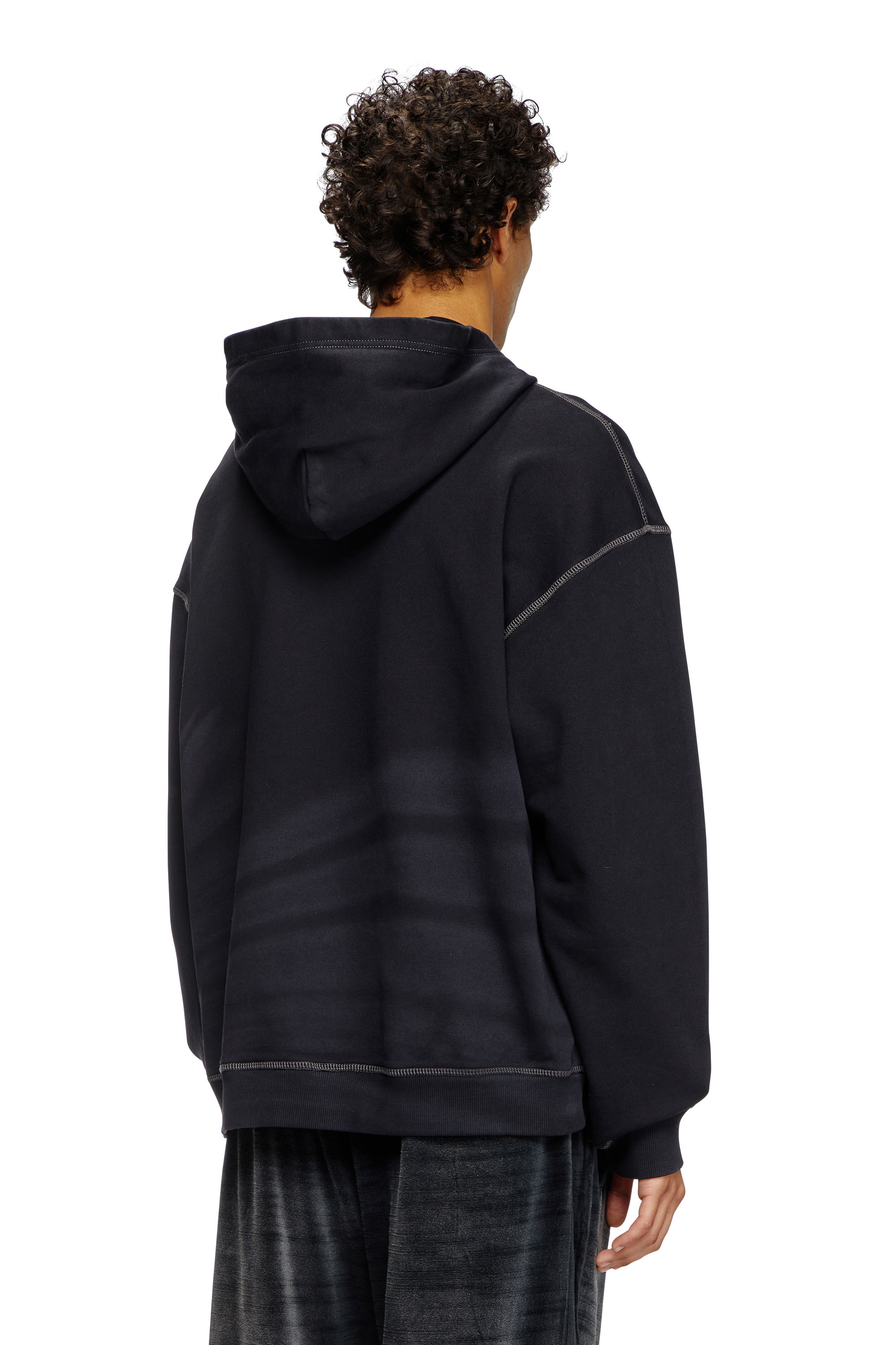 Diesel - S-BOXT-HOOD-R9, Sudadera con capucha con el logotipo desteñido con láser Hombre in Negro - 4