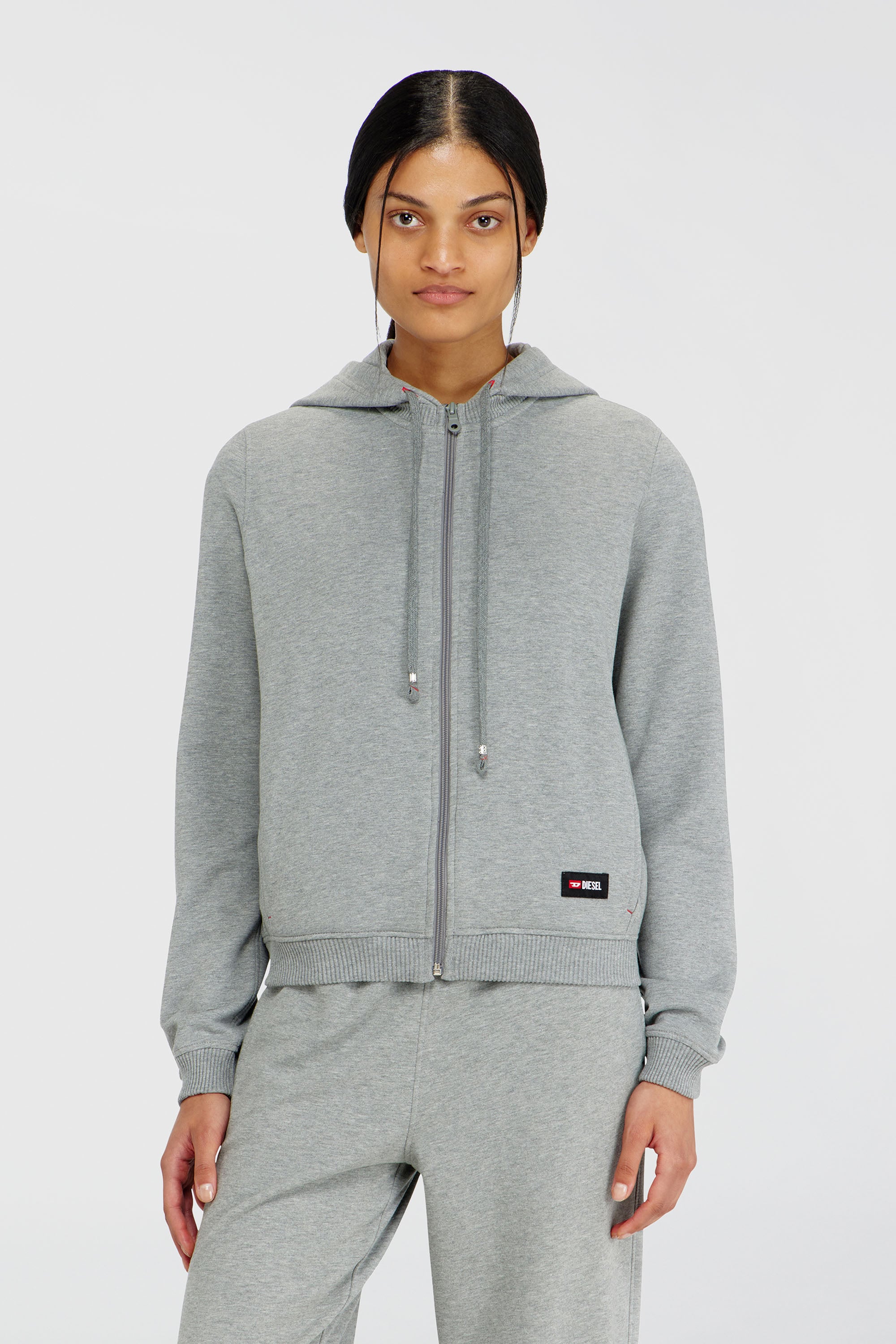 Diesel - HARRIET-D-CORE, Sudadera con capucha en mezcla de algod&oacute;n afelpado Mujer in Gris - 1