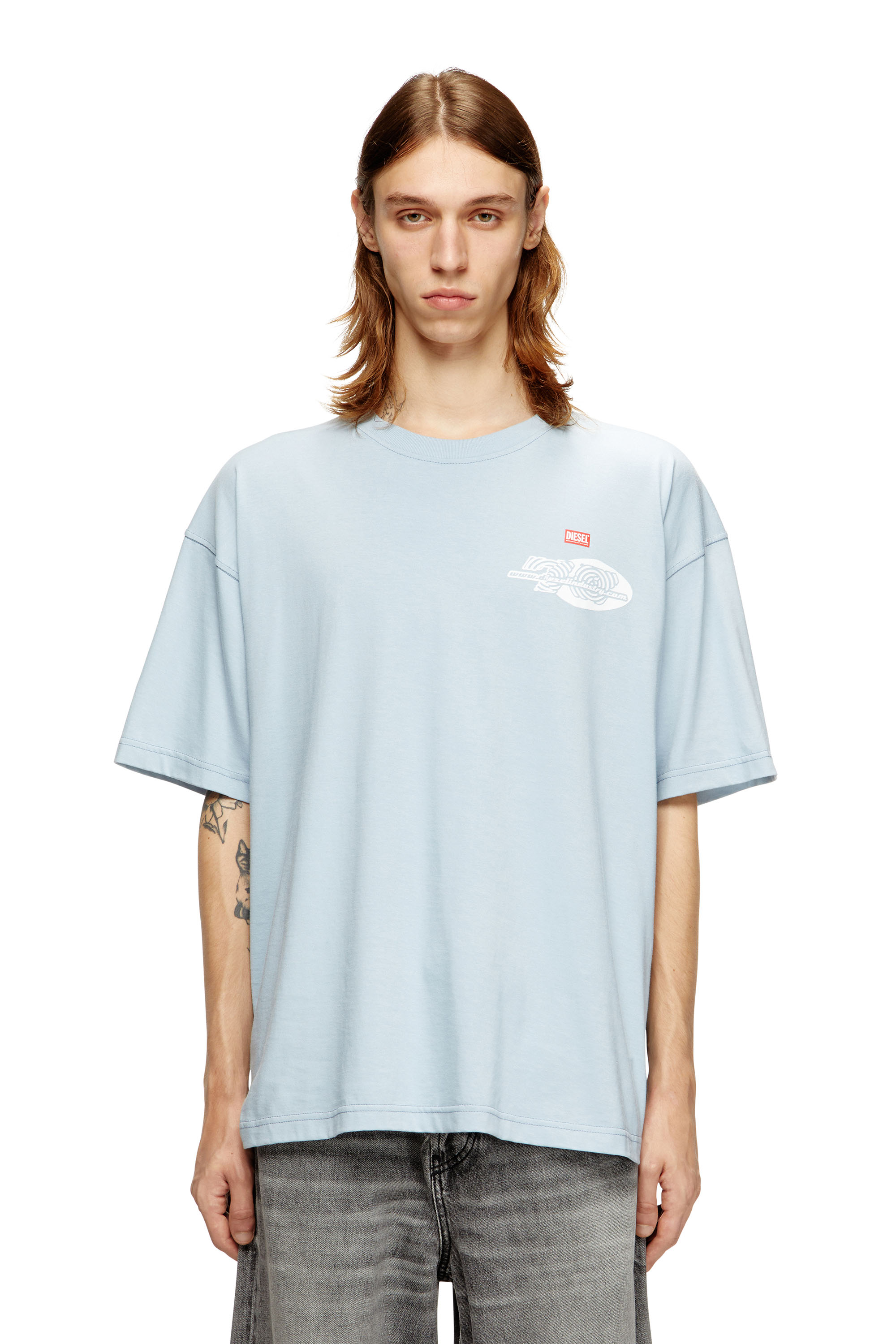 Diesel - T-BOXT-T23, Camiseta de algodón con estampado gráfico. Hombre in Azul marino - 1
