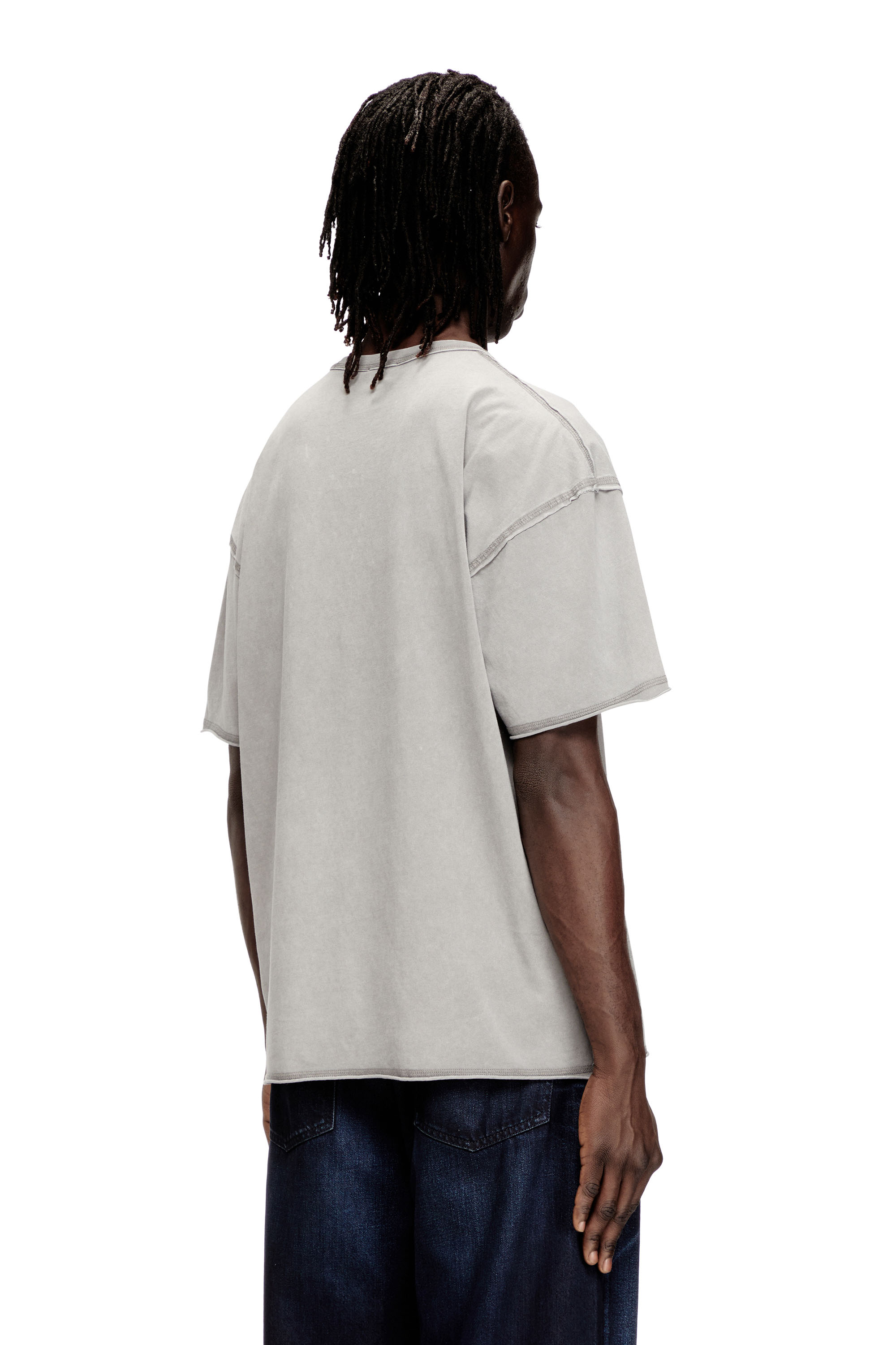 Diesel - T-RAWBOXT, Camiseta con logo aplicado y borde sin rematar Hombre in Gris - 3