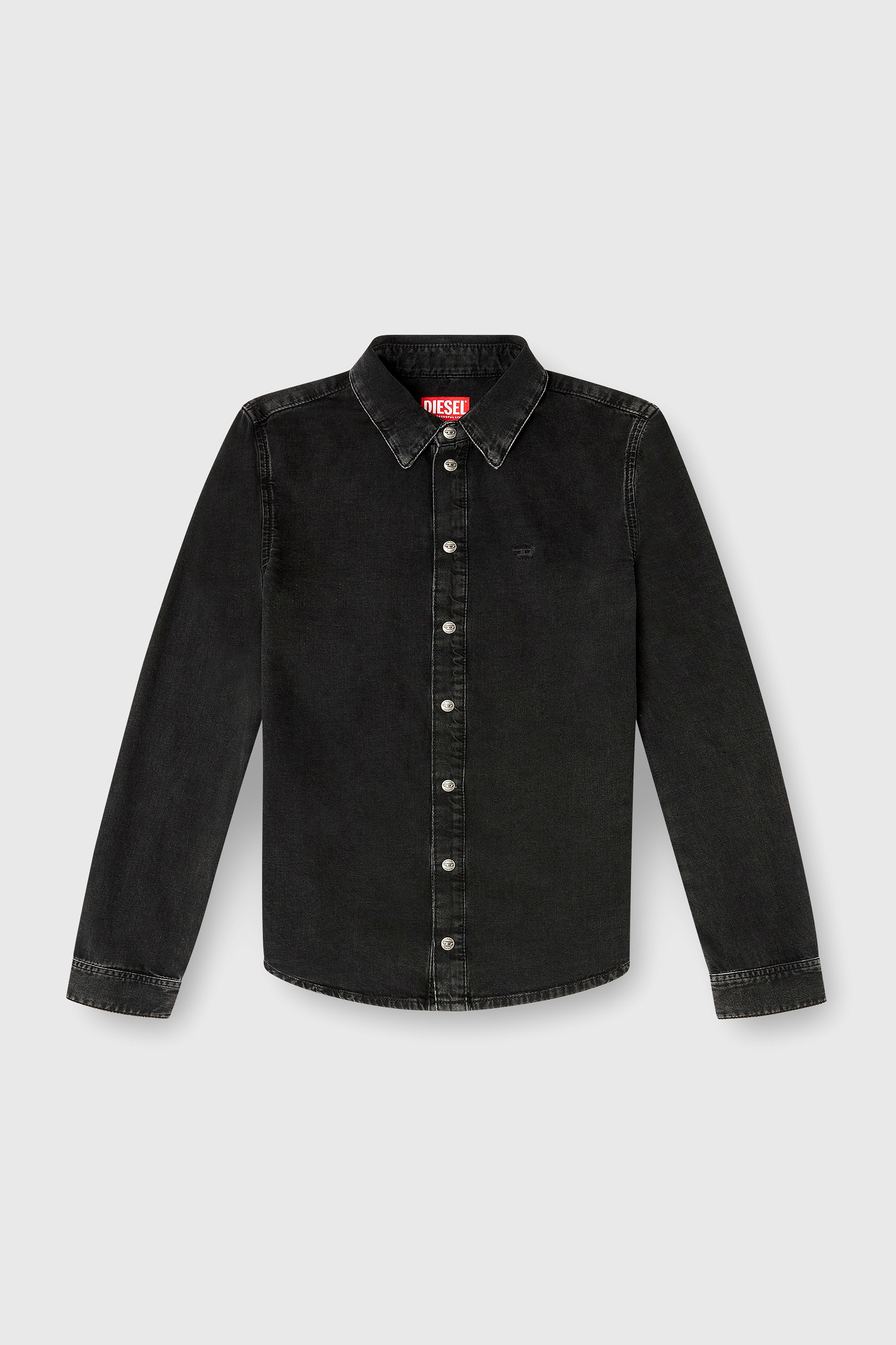 Diesel - DE-EAZY, Camisa de mezclilla con costuras contrastantes Mujer in Negro - 2