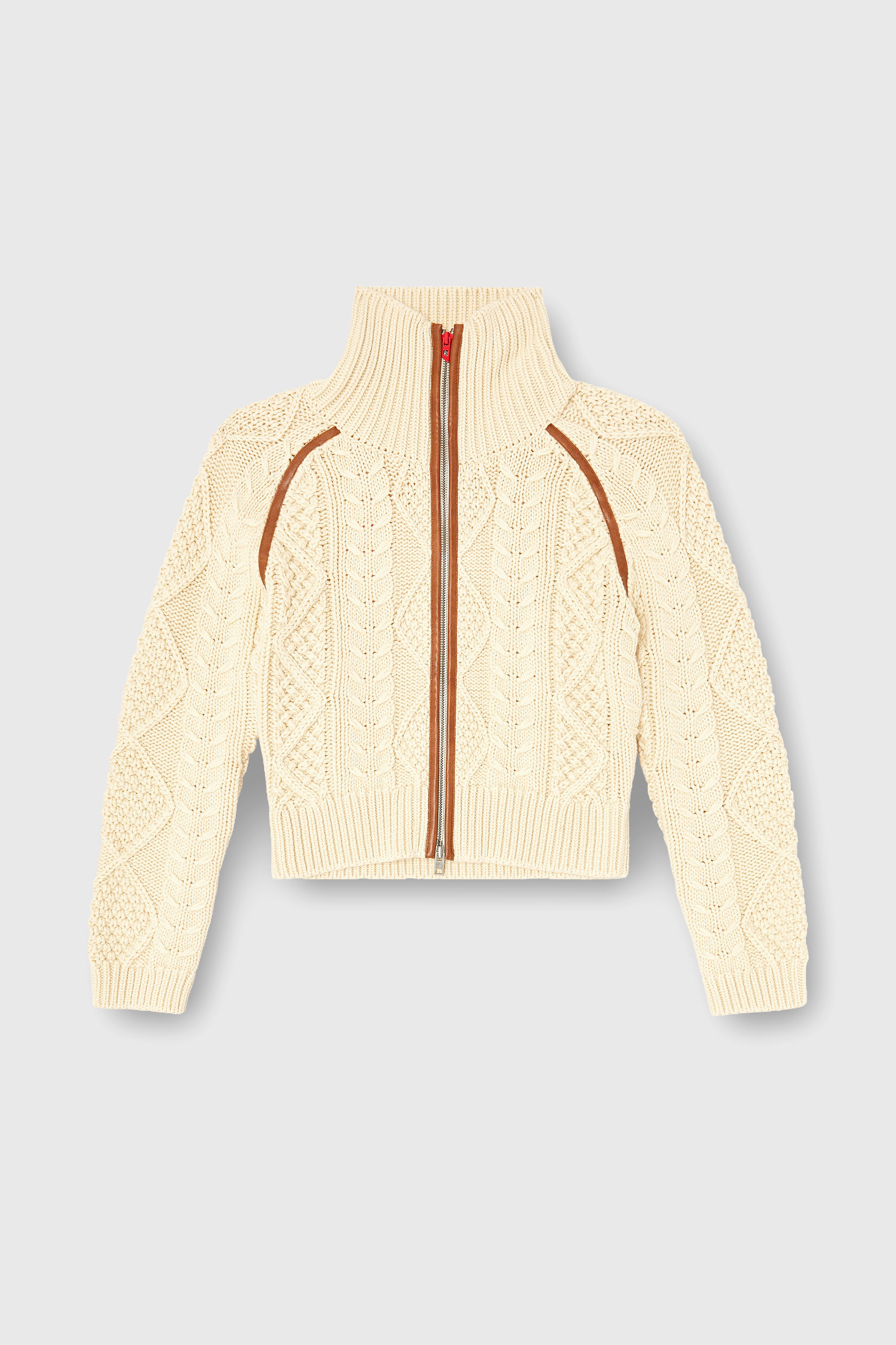 Diesel - M-INTELLE, C&aacute;rdigan de punto trenzado con bandas en contraste Mujer in Beige - 2