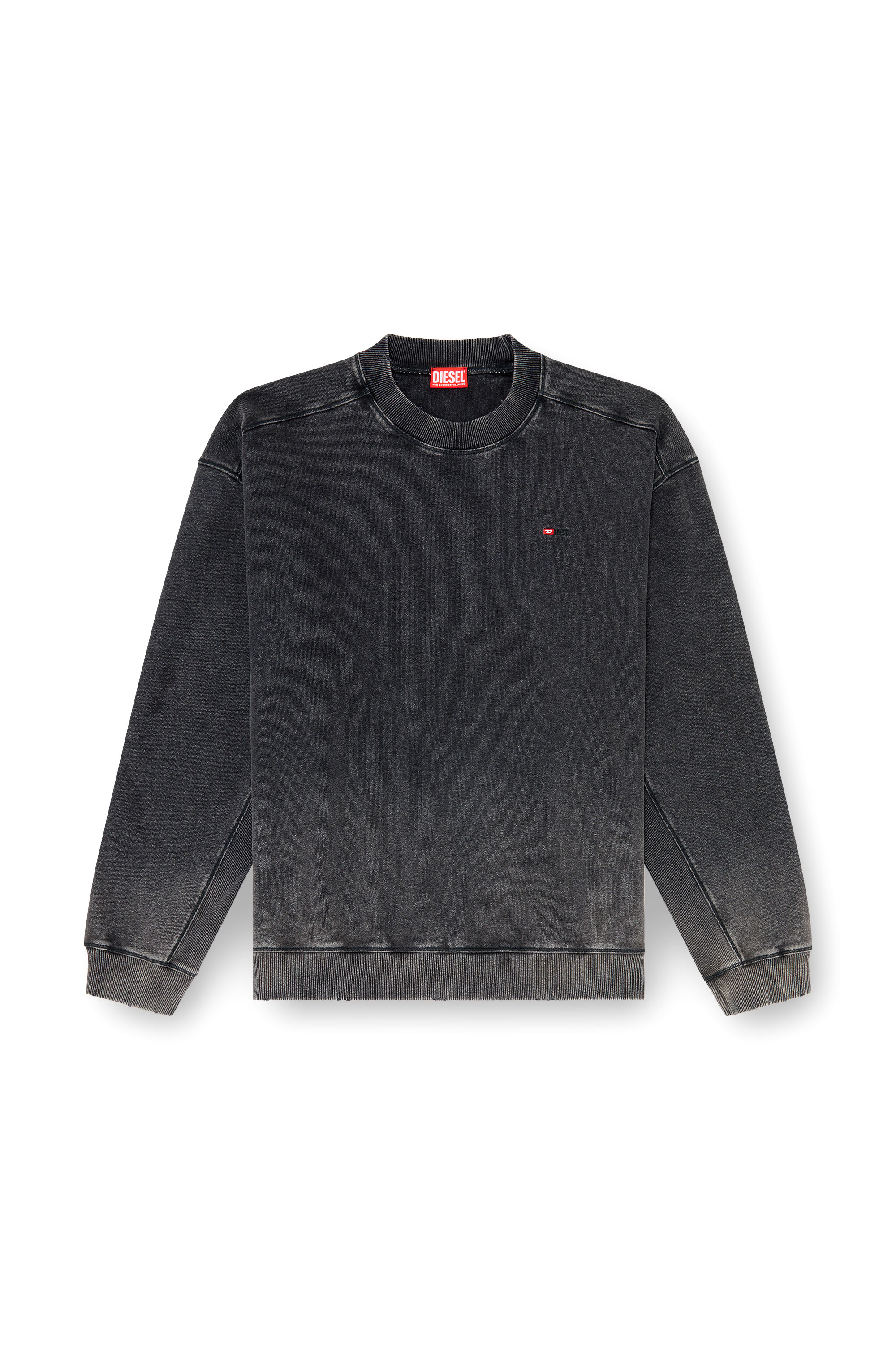 Diesel - S-CROX, Sudadera de algod&oacute;n con efecto desgastado Hombre in Gris - 3