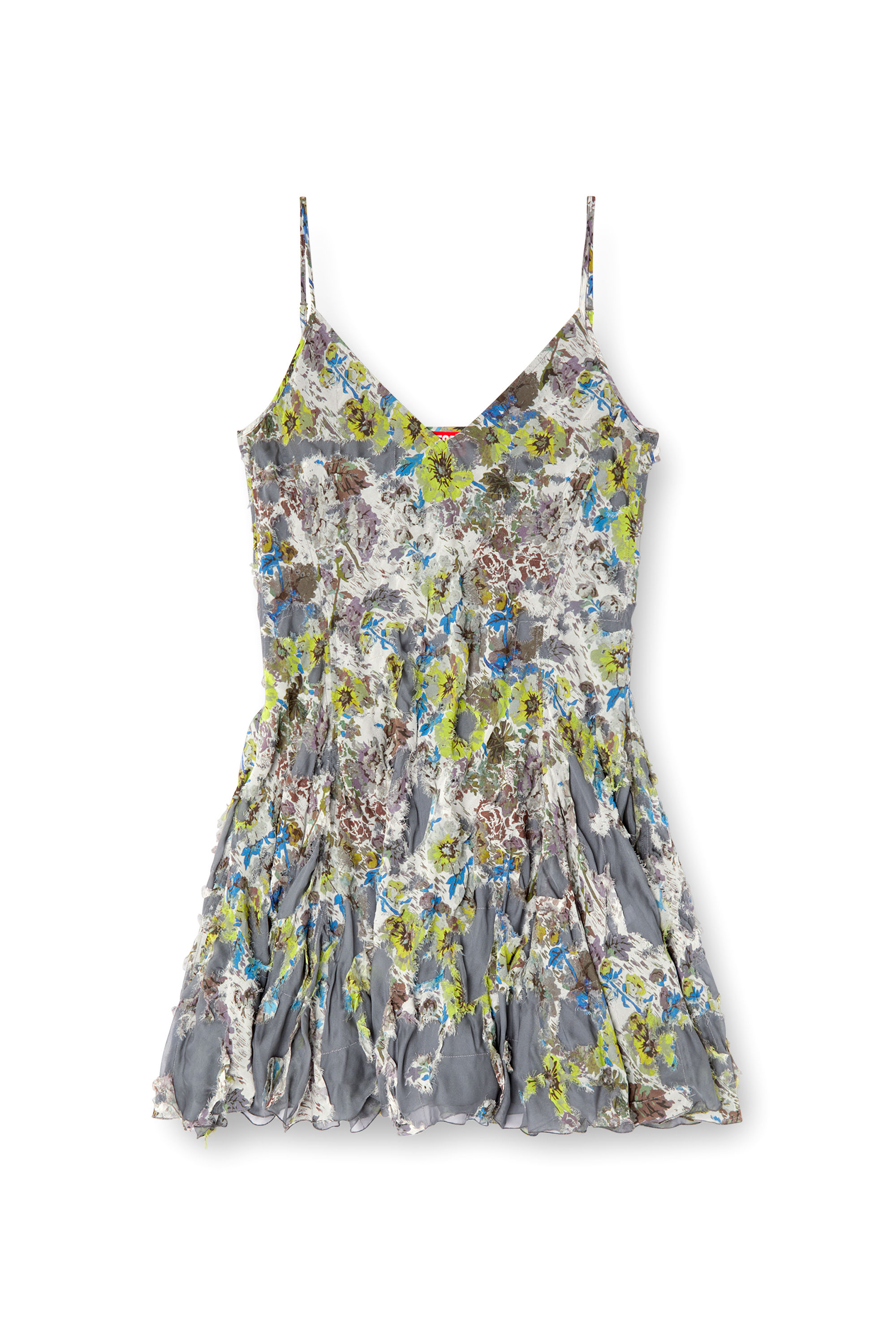 Diesel - D-JENY, Vestido de tirantes con técnica de burn-out de viscosa floral Mujer in Gris - 3