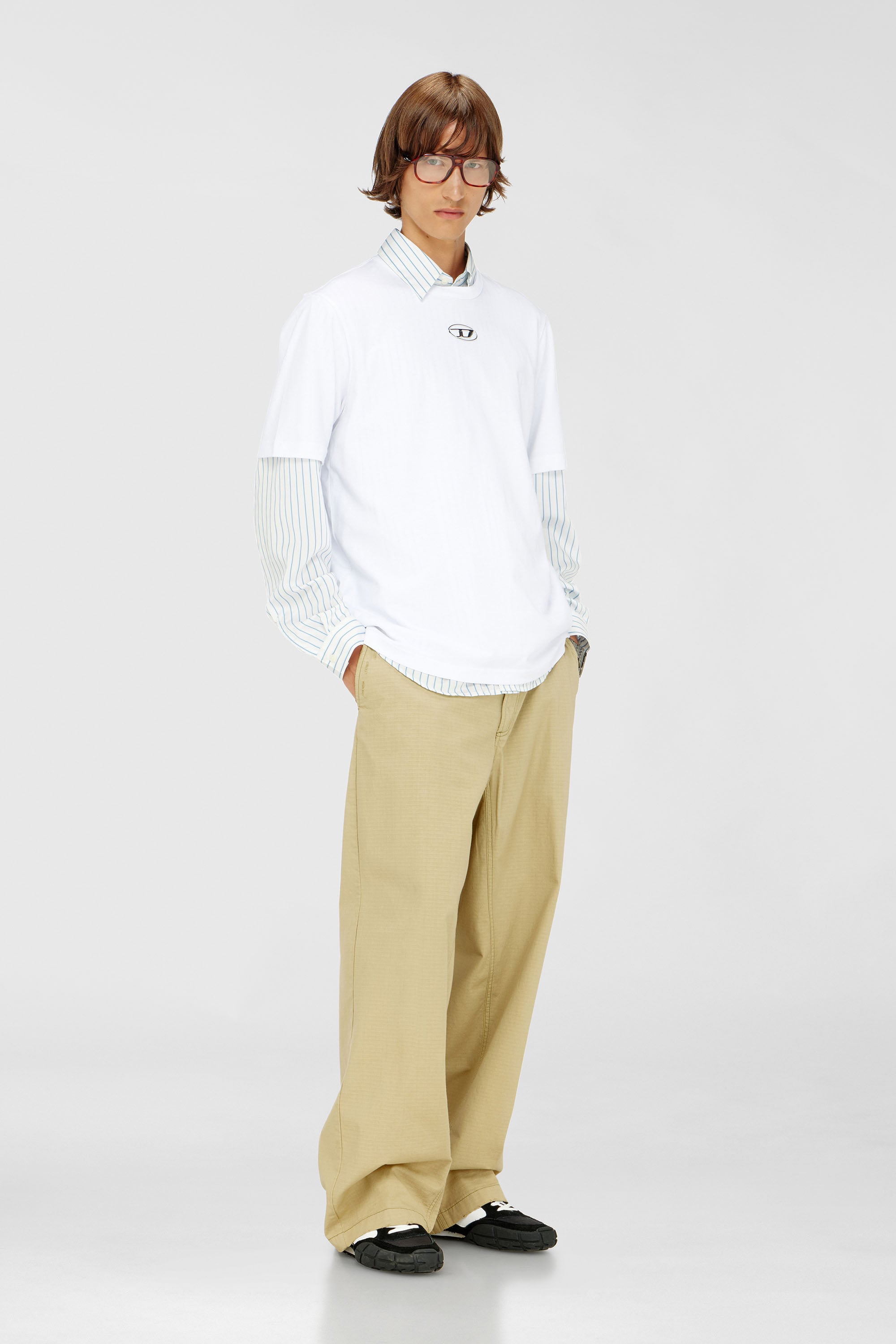 Diesel - T-ADJUST-OD, Camiseta con Oval D met&aacute;lico Hombre in Blanco - 2