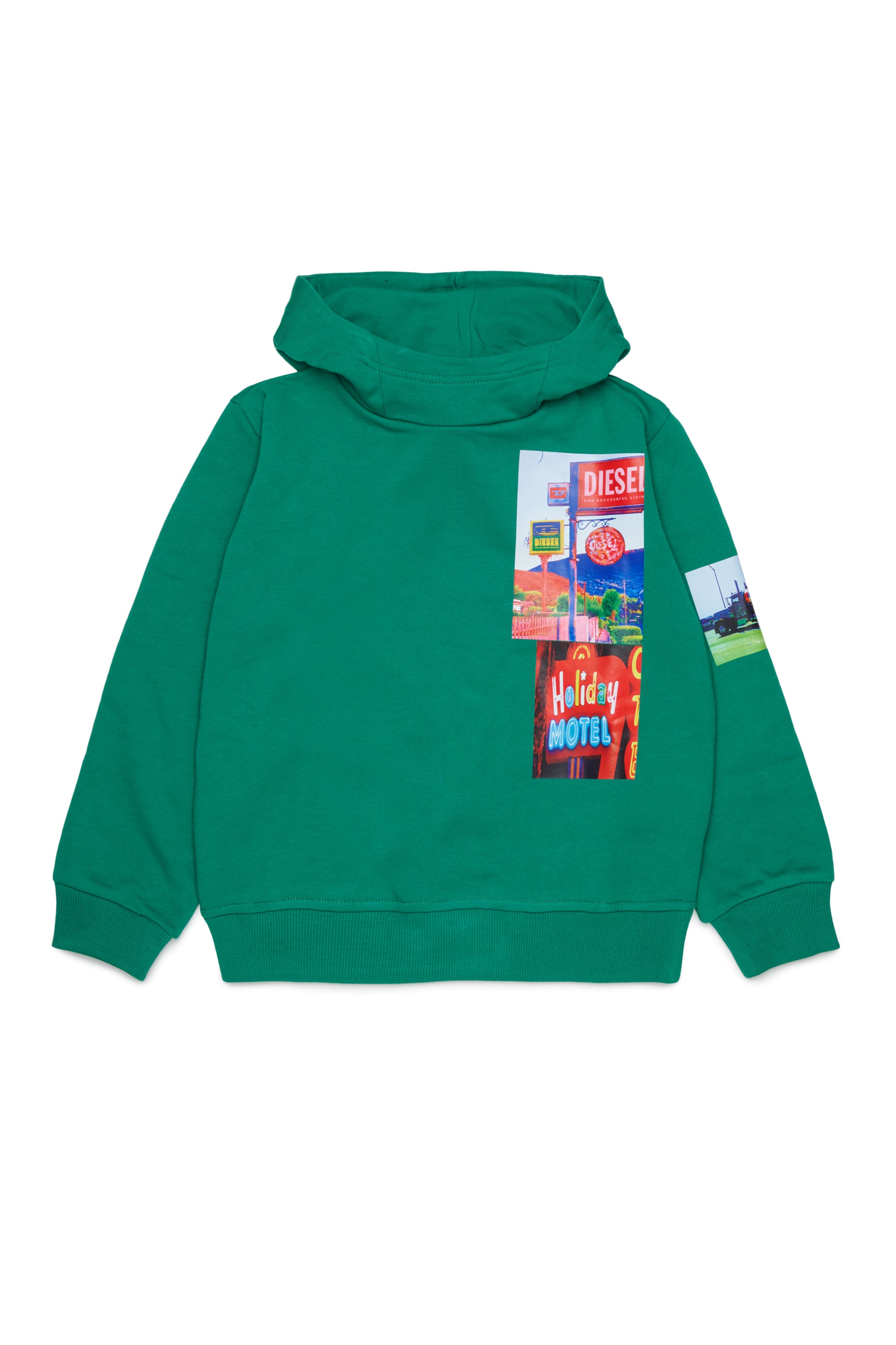 Diesel - SFORMY OVER, Sudadera con photo prints Hombre in Verde - 1