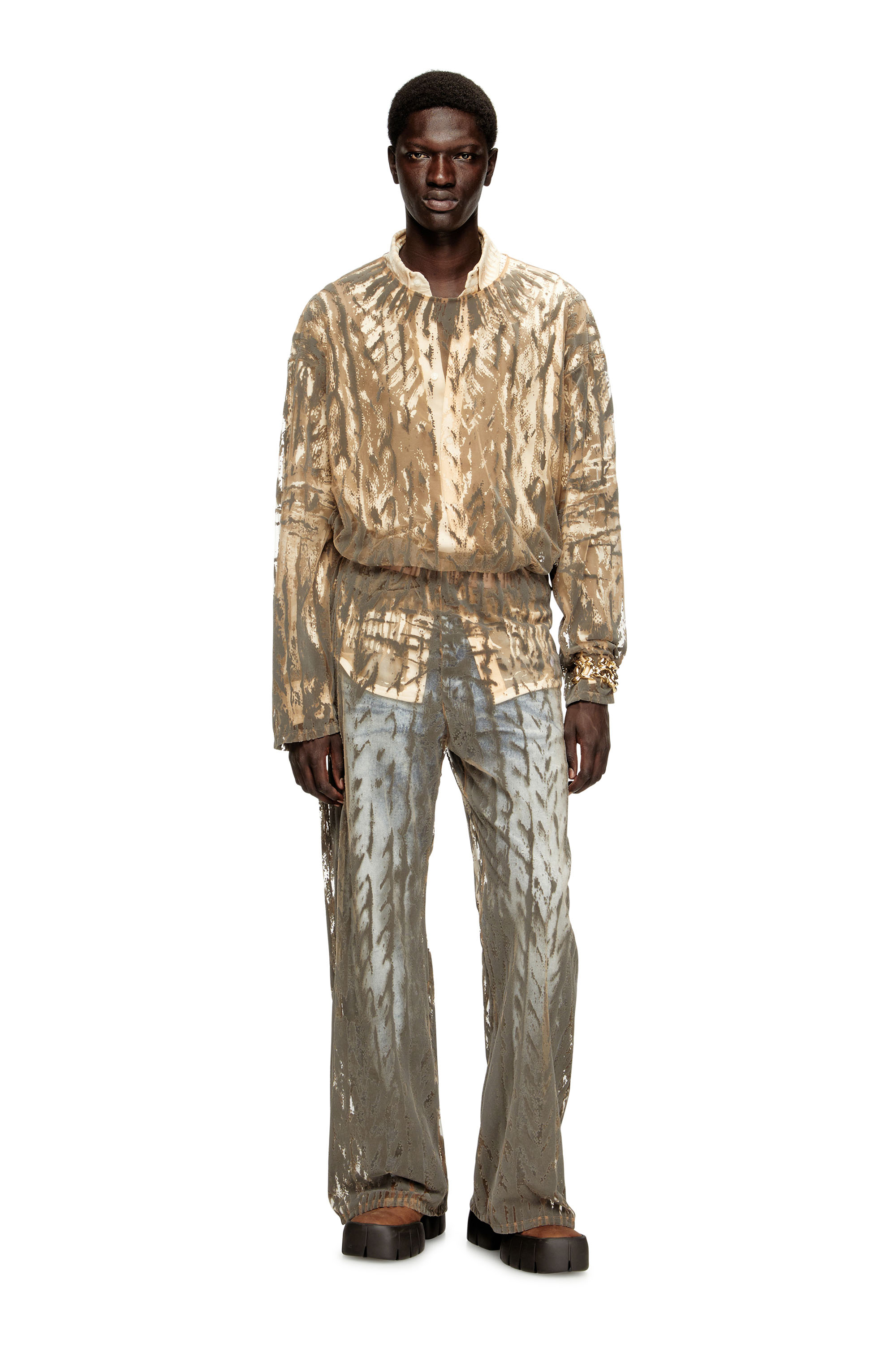 Diesel - P-EGASO, Pantalones de tul con estampado de cables flocados Hombre in Gris - 2