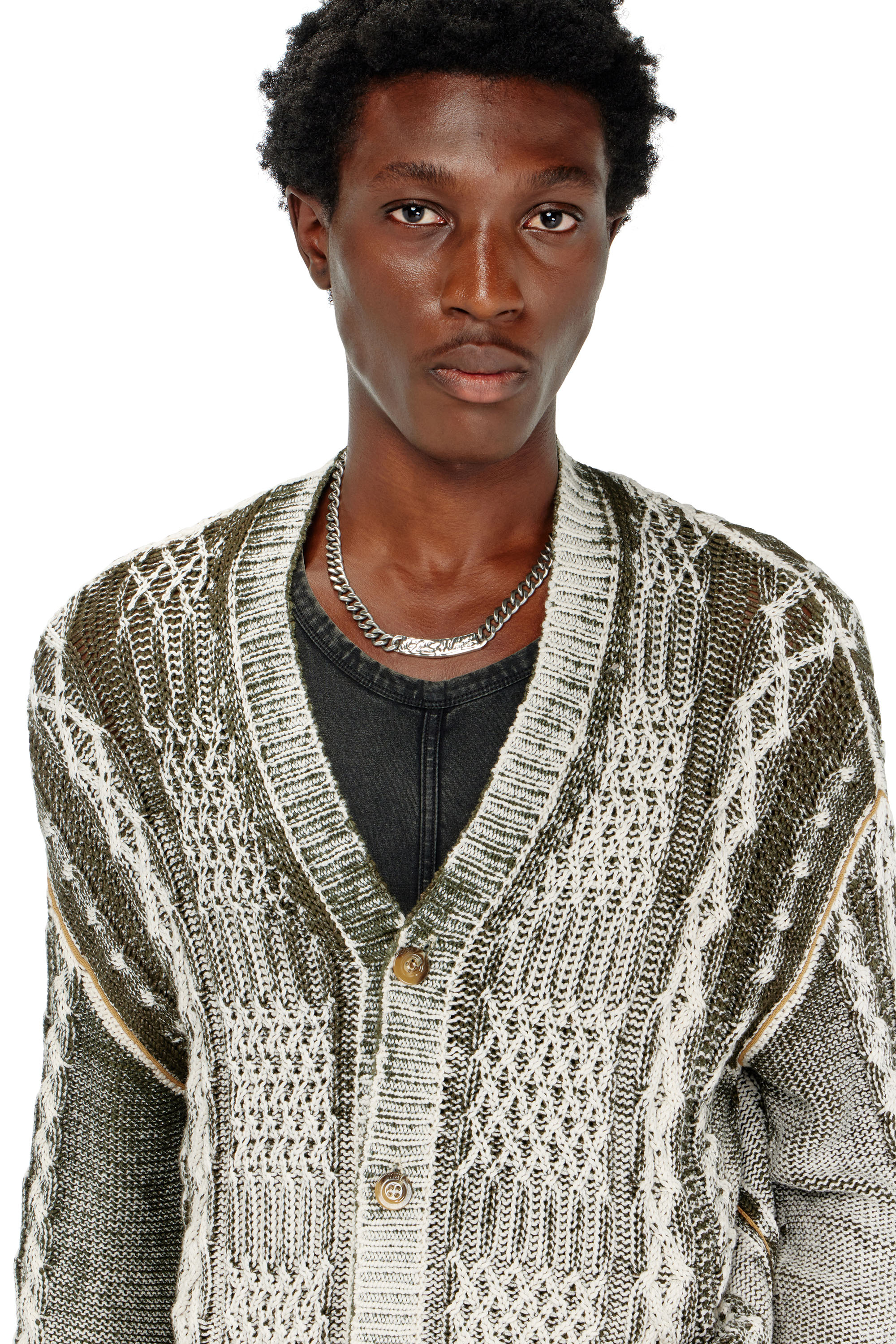Diesel - K-MIOTO, C&aacute;rdigan de punto trenzado tratado Hombre in Multicolor - 5
