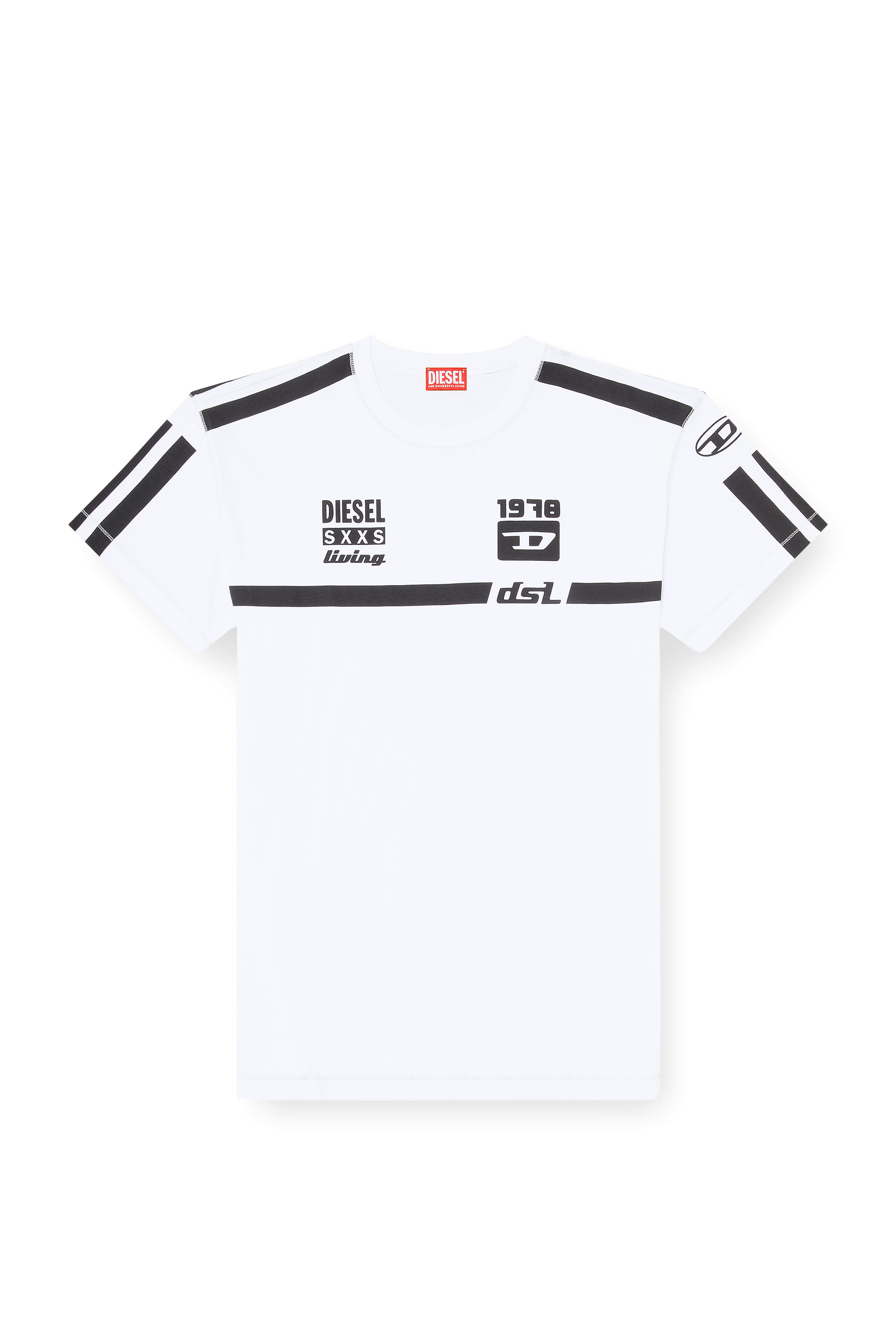 Diesel - T-NORM-V12, Camiseta de algod&oacute;n con estampados gr&aacute;ficos en contraste Hombre in Blanco - 3