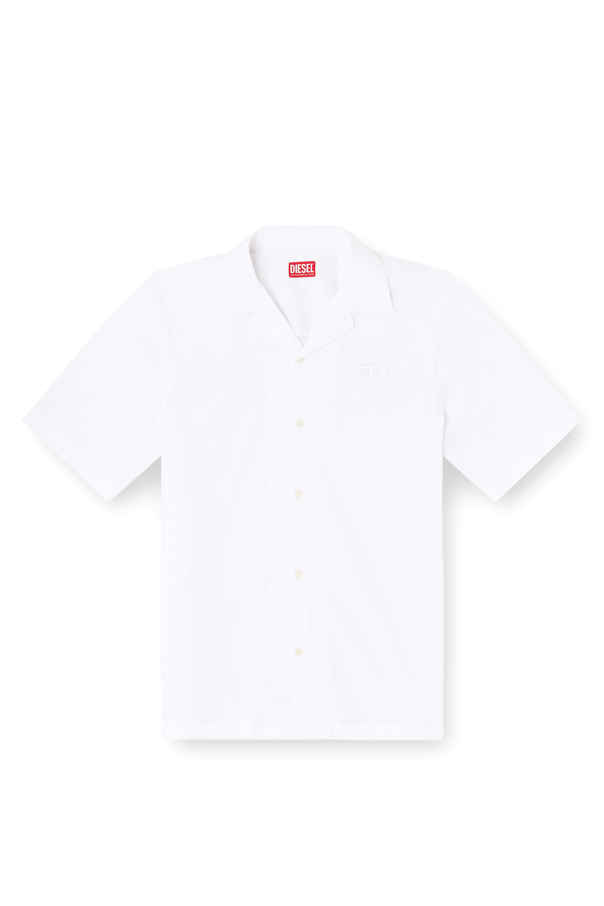 Diesel - S-MAC-GSBH, Camisa de popelina el&aacute;stica con bordado Oval D Hombre in Blanco - 3