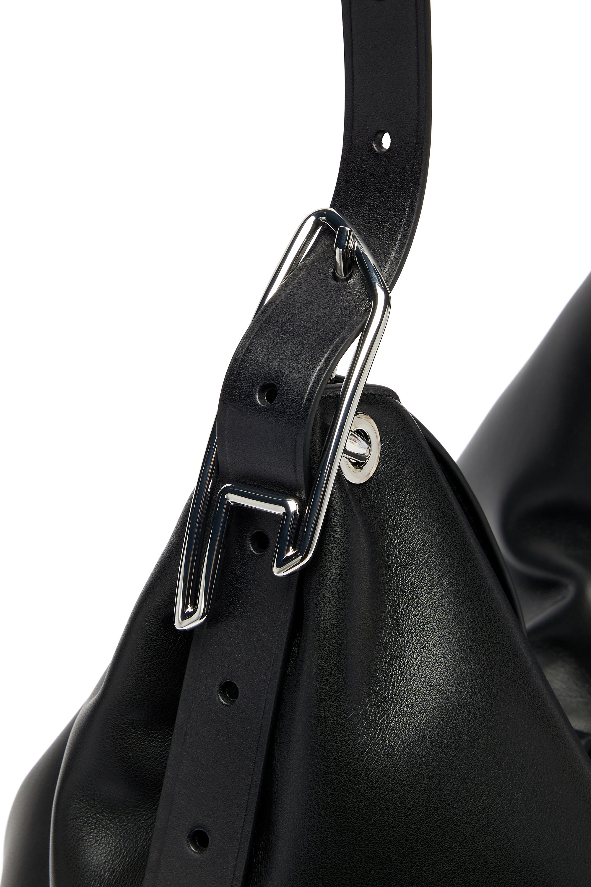 Diesel - D-LINE HOBO, D-Line-Bolso hobo en cuero Mujer in Negro - 6