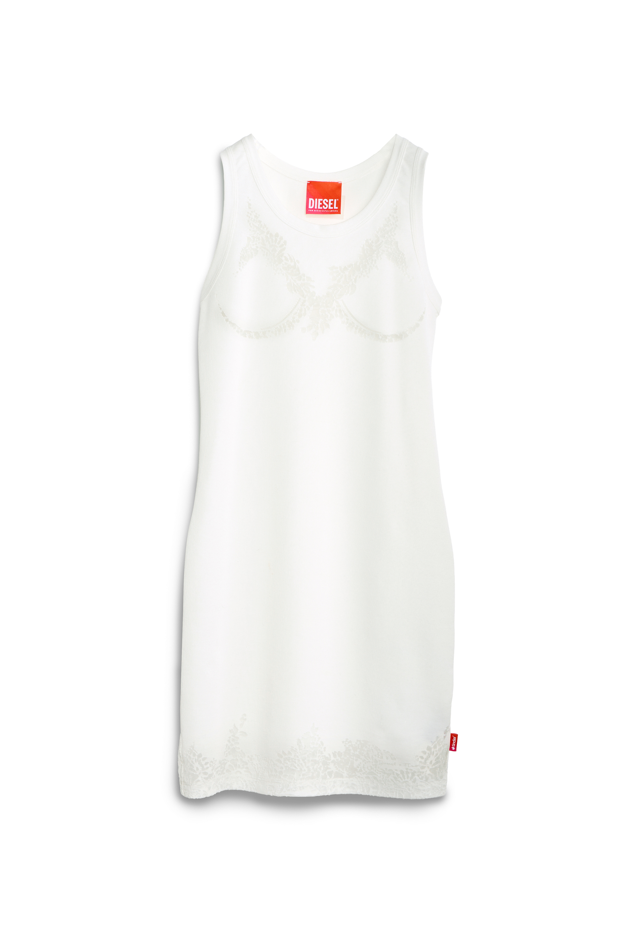Diesel - PR-D-ANKI-LACE-R, Vestido mini tipo tank con efecto encaje devor&eacute; Mujer in Blanco - 2
