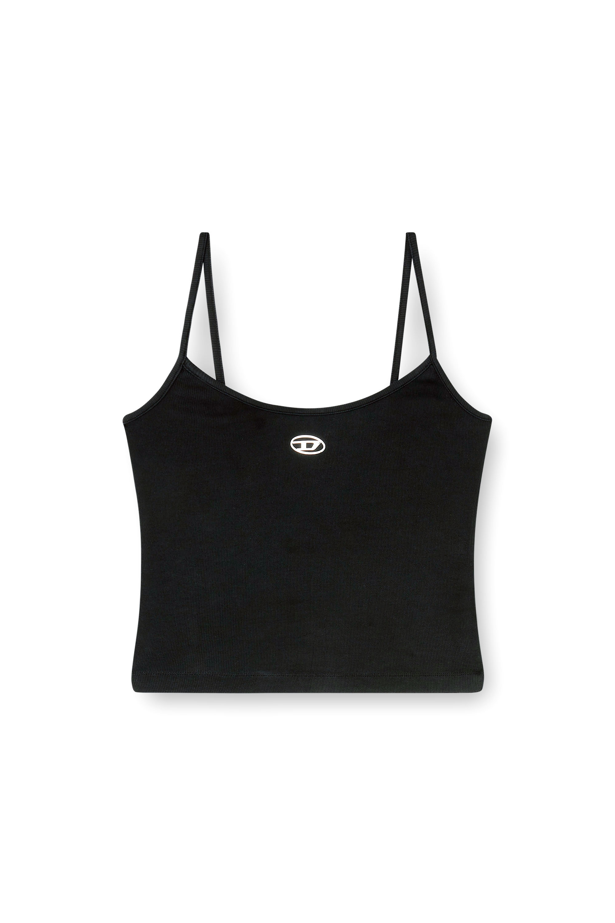 Diesel - T-HUPY-OD, Top de canal&eacute; con Oval D met&aacute;lico Mujer in Negro - 2