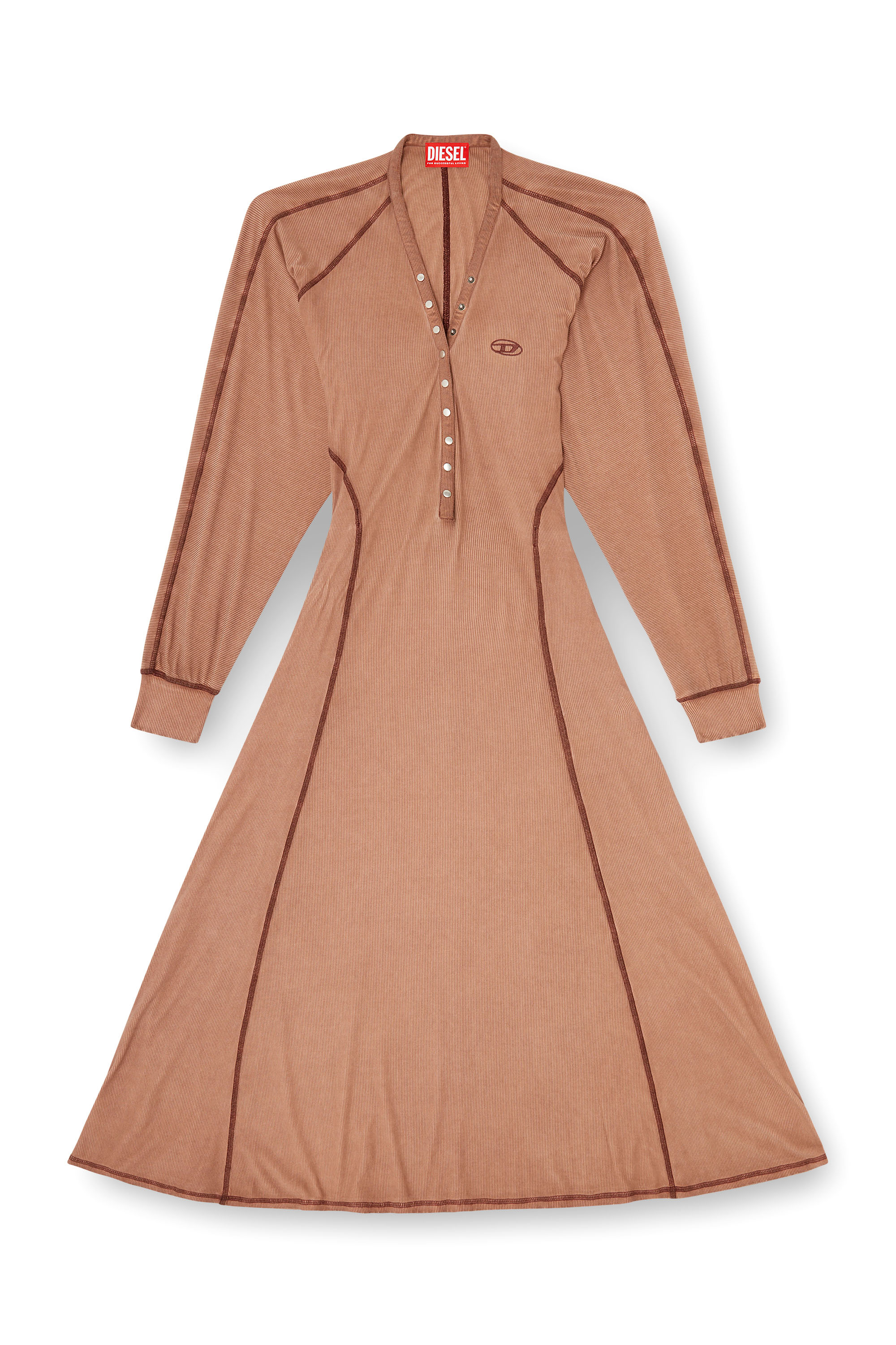 Diesel - D-ISERINA, Vestido midi de punto canal&eacute; con mangas murci&eacute;lago Mujer in ToBeDefined - 2