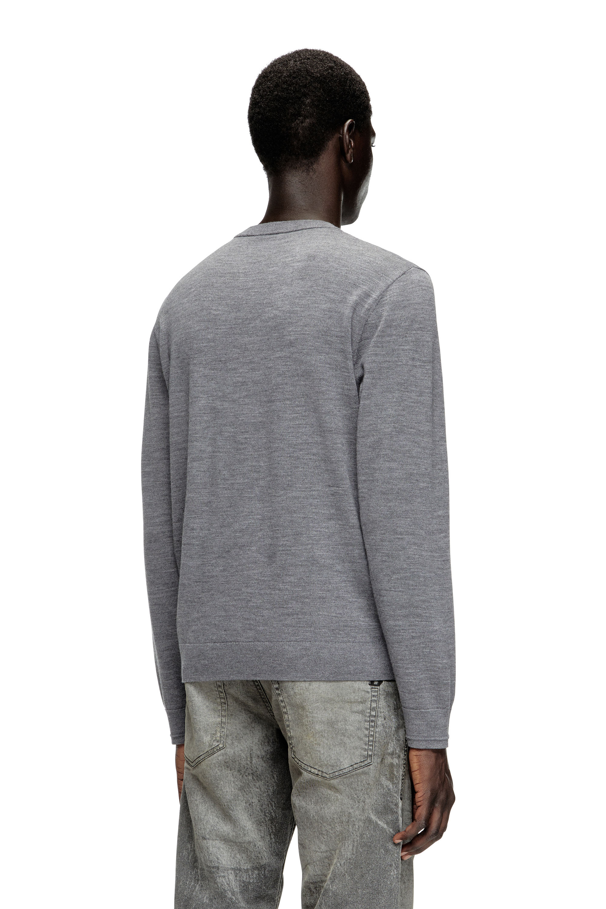 Diesel - K-VALIAM, Jersey de lana con logotipo recortado Hombre in Gris - 4