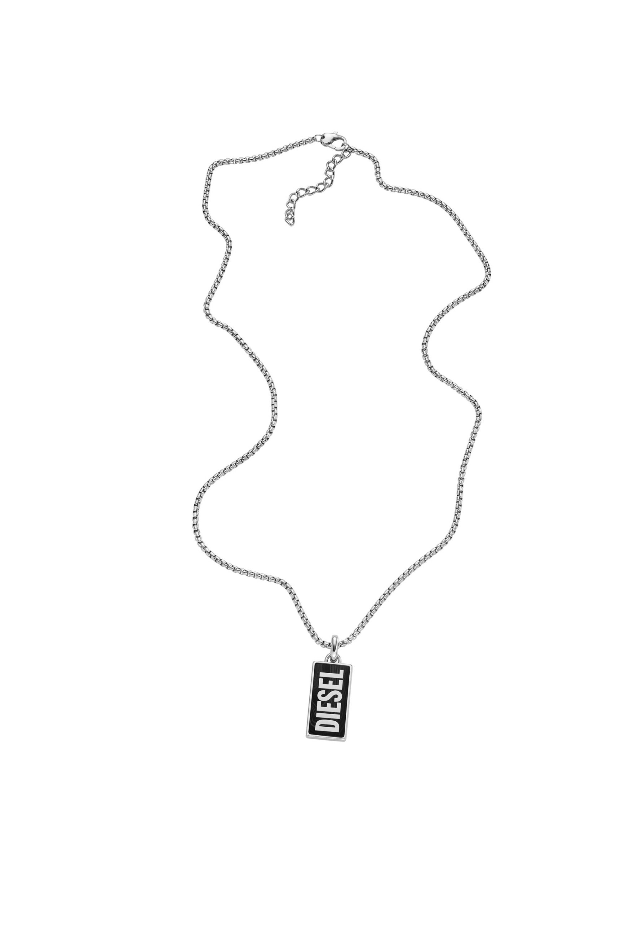 Diesel - DX1515, Unisex Collar con colgante de ágata negra in Plateado - Image 2