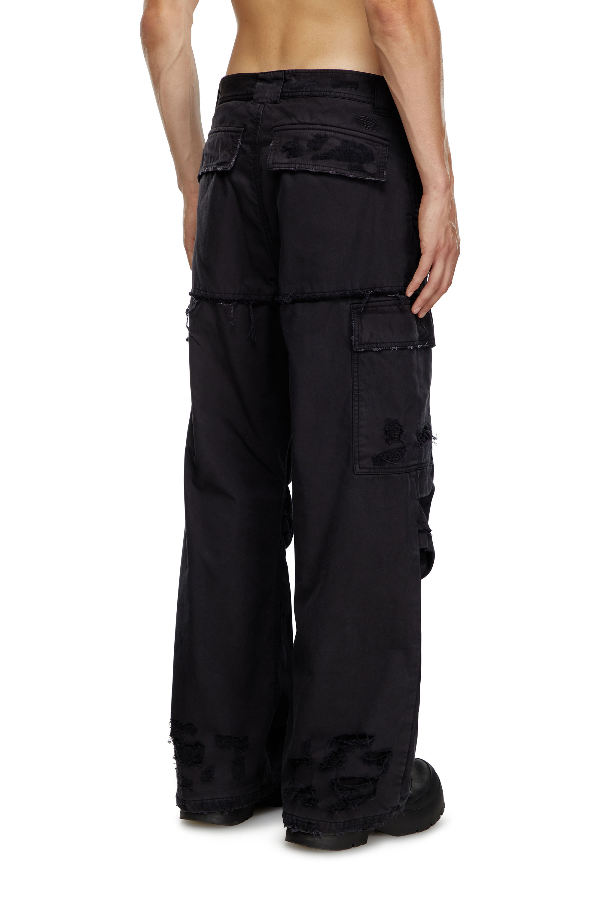 Diesel - P-OISE, Pantalones cargo de algodón dobby Hombre in Negro - 4