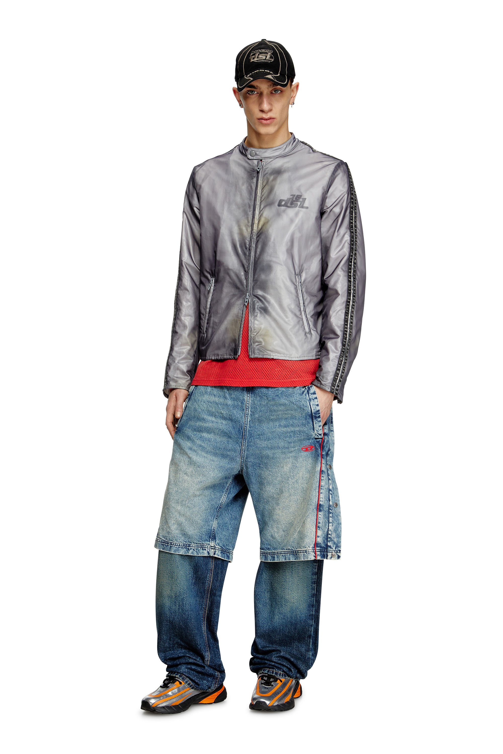 Diesel - J-POP, Chaqueta de motorista con efecto transparente Hombre in Gris - 2