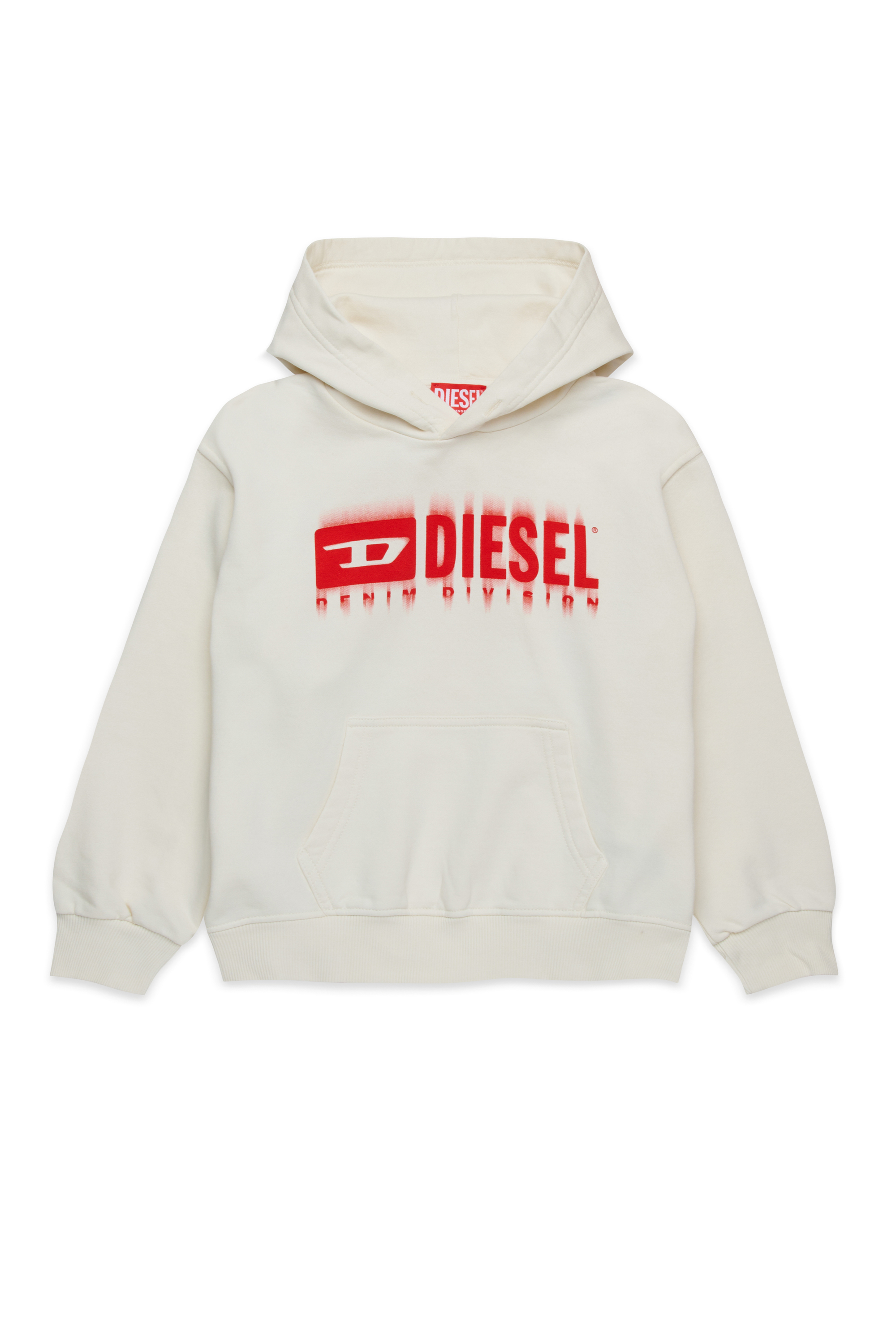 Diesel - SGINNHOODL5 OVER, Sudadera con capucha con logotipo manchado Hombre in Blanco - 1