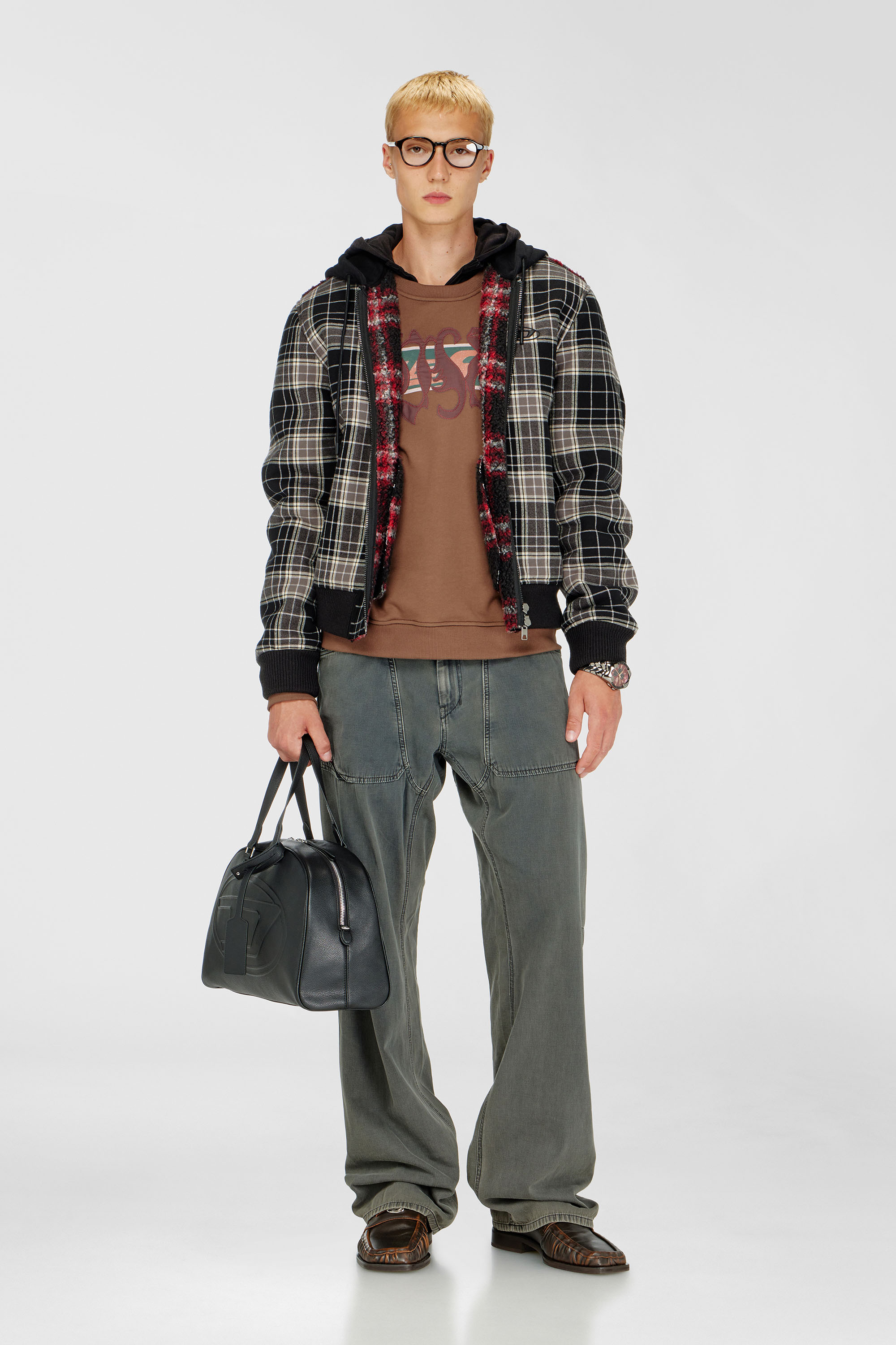 Diesel - S-NORM-AA6, Sudadera con estampados gr&aacute;ficos y patches Hombre in Marr&oacute;n - 2