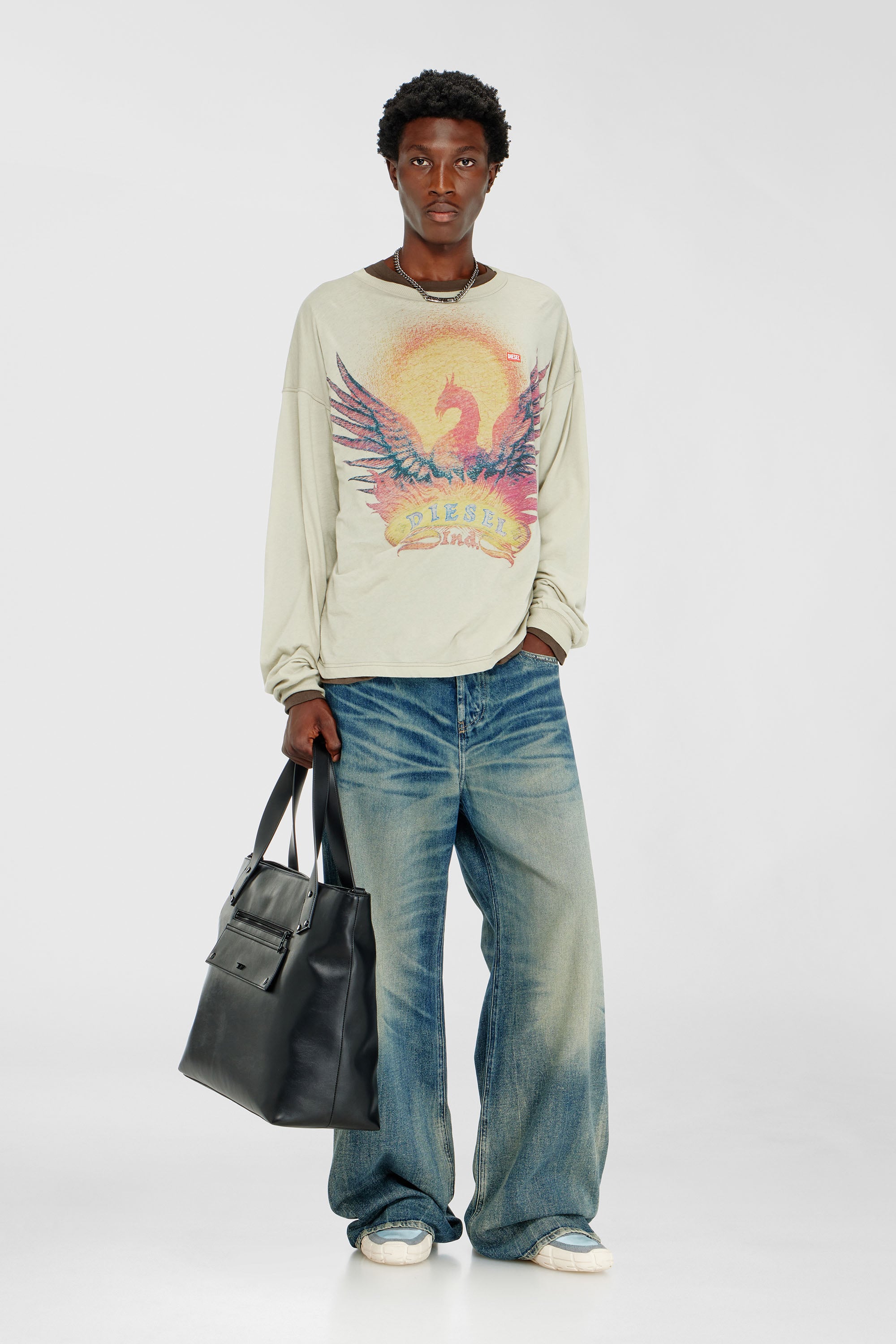 Diesel - T-BOXT-LS-AA1, Camiseta de manga larga con gr&aacute;fico de Phoenix Hombre in Beige - 2