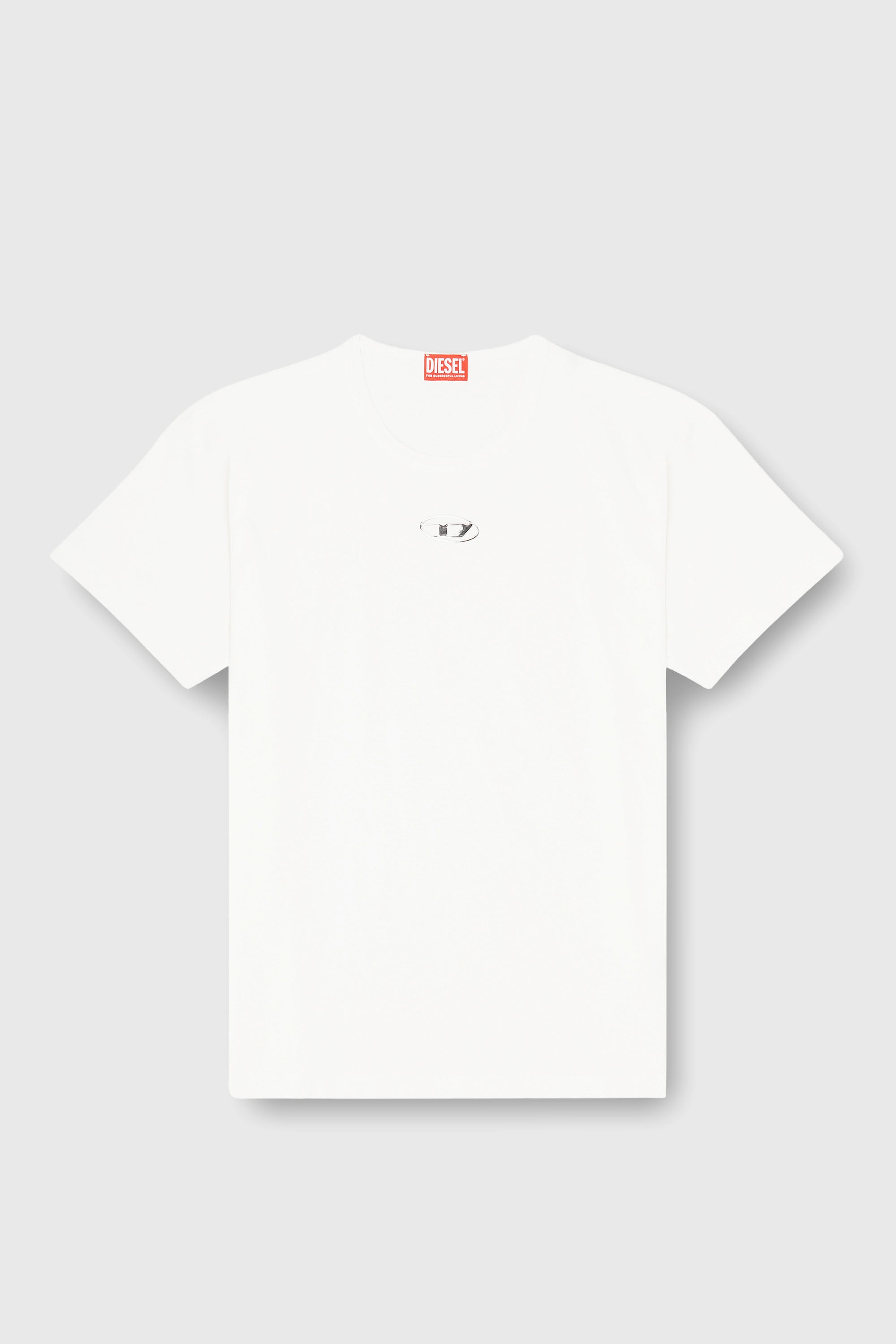Diesel - T-NORM-IOD, Camiseta ligera de algod&oacute;n con logotipo Oval D met&aacute;lico Hombre in Blanco - 2
